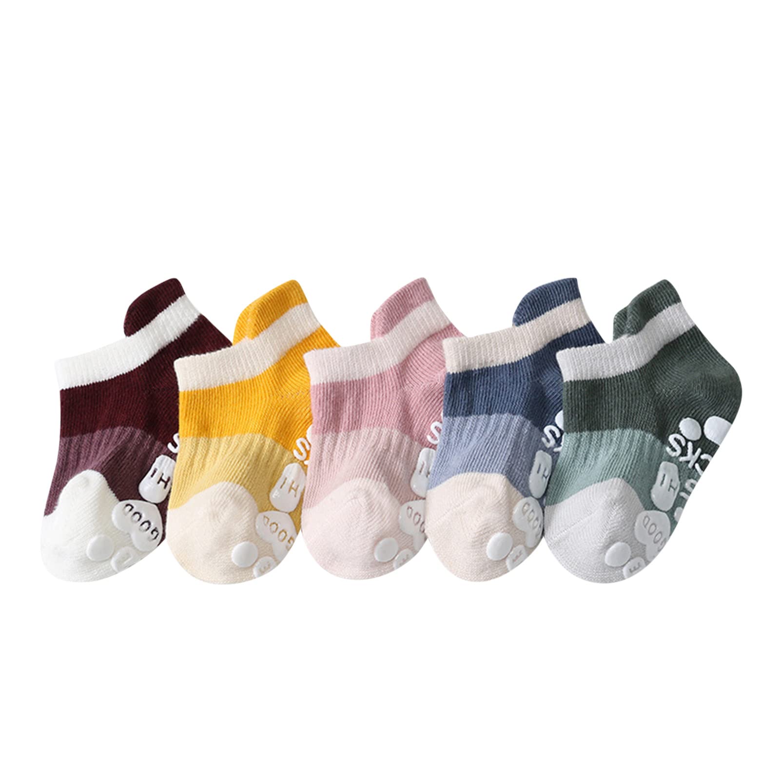 5 Pairs Non-Slip Baby Socks for Toddlers & Infants - Anti-Skid Grip Ankle Socks Set for Boys & Girls - Perfect Gift & Playtime Safety Socks for Crawling & First Steps