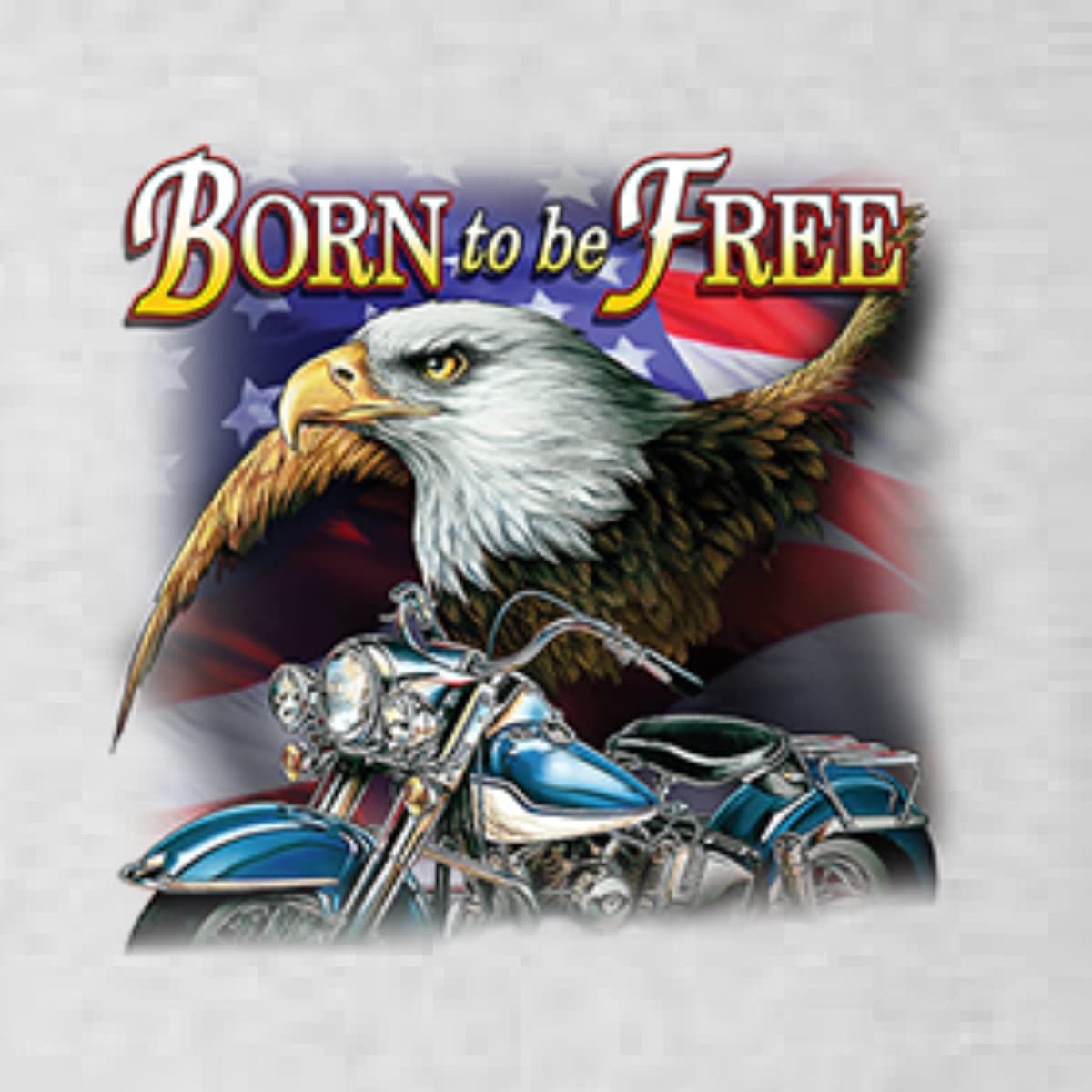 Born to Be Free Bald Eagle & American Flag Print Women's Scoop Neck Long Sleeve T-Shirt - Patriotic Casual Wear for Cars & Trucks Enthusiasts