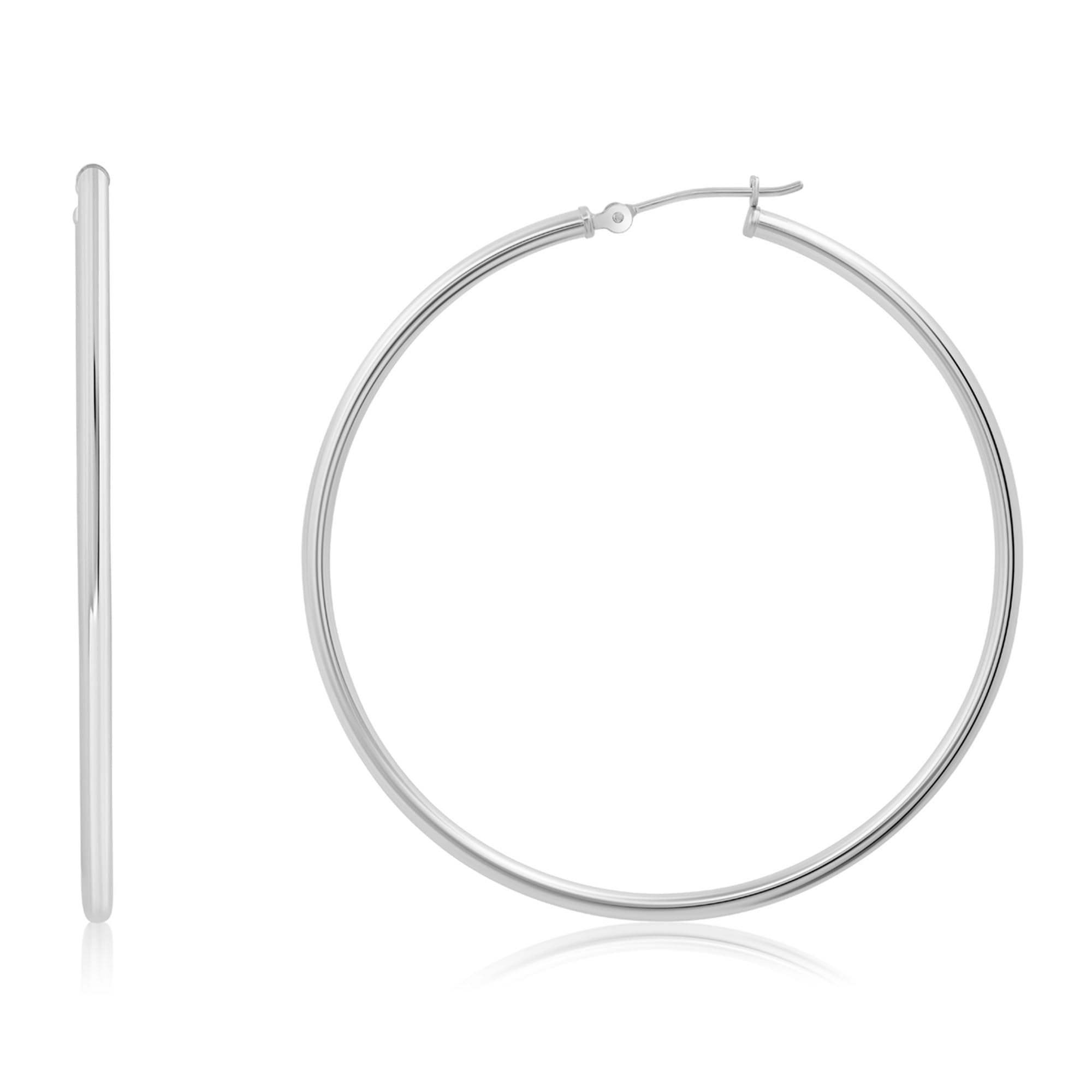 14K Solid Gold Hoop Earrings for Women - Yellow Gold & White Gold Click-Top Hoops | Small to Large Sizes (0.47