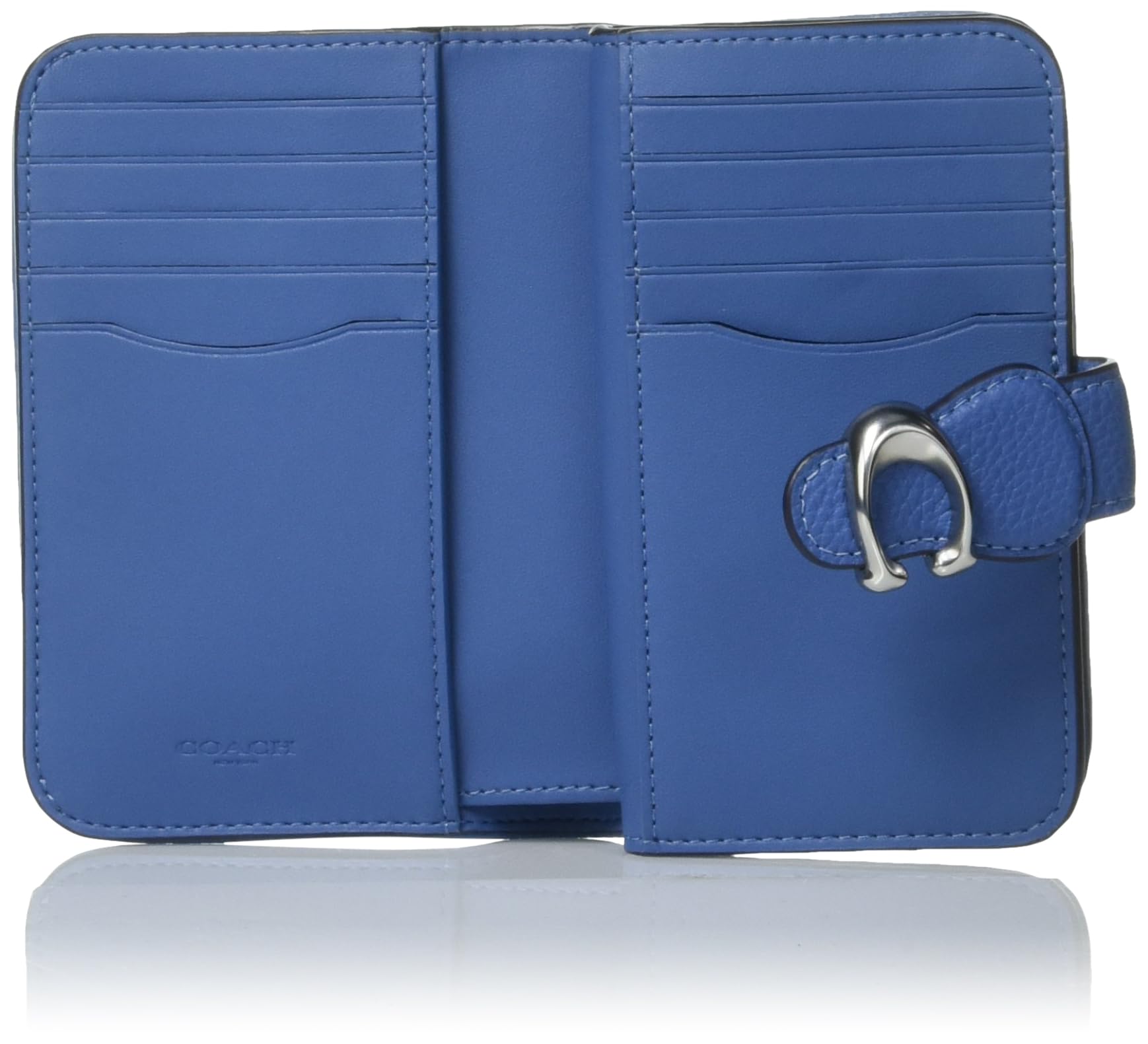 Coach Women's Polished Pebble Leather Tabby Medium Wallet in Sky Blue | Premium Leather Card Holder for Credit Cards & Cash | Perfect for Everyday Use, Travel & Gift Giving
