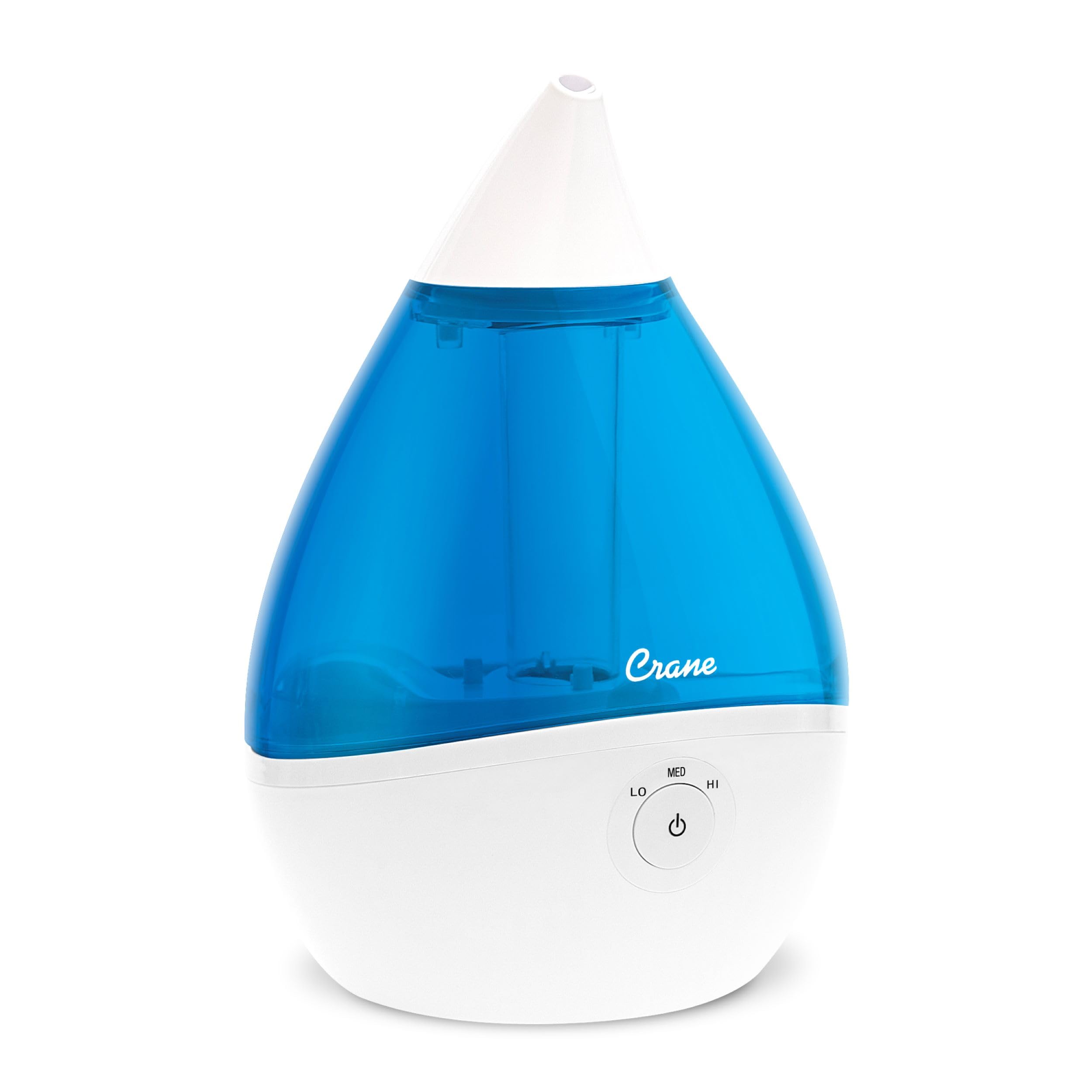 Crane Droplet Ultrasonic Cool Mist Humidifier - 0.5 Gallon Quiet Air Humidifier for Bedroom, Office & Nursery - Blue & White Design - Perfect for Dry Air Relief, Better Sleep & Allergy Relief