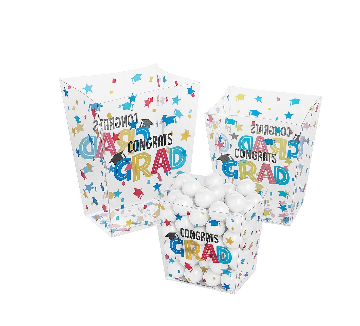 6-Pack Congrats Grad Plastic Buckets - Bulk Graduation Party Supplies for Decorations, Favors & Celebrations