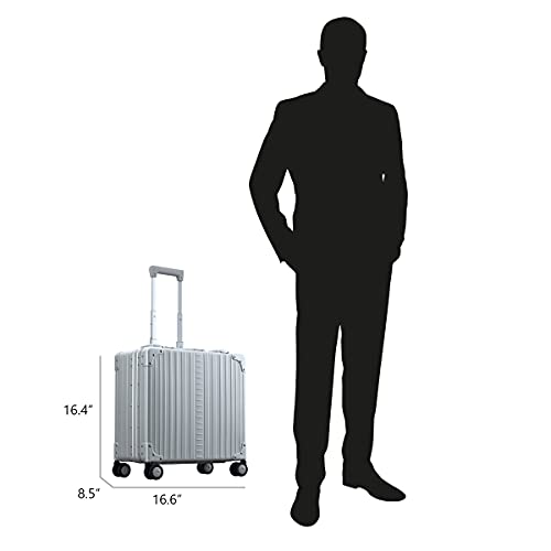 ALEON 17 Inch Aluminum Deluxe Wheeled Hardside Business Briefcase - Durable Carry-On Luggage for Business Travel, Office Commute & Professional Meetings