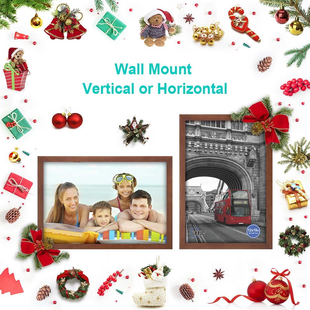 12x18 Inch Solid Wood Poster Frame - Wall Mount Hanging Picture Frame in Brown - Perfect for Home Decor, Office Art Display & Gift Giving