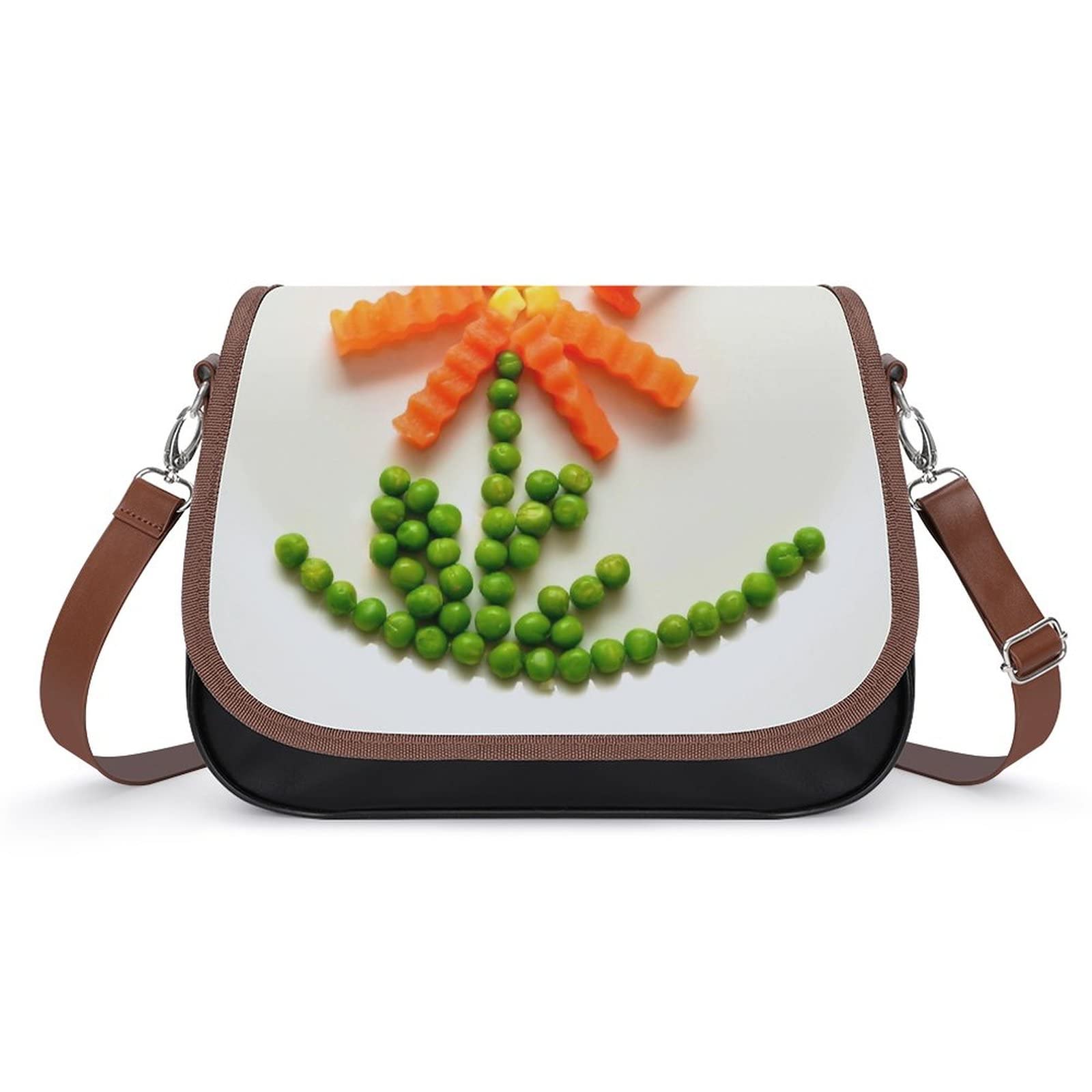 Stylish Women's Leather Crossbody Bag - Floral Printed Vegan Leather Satchel Purse for Casual Outings, Travel & Everyday Use