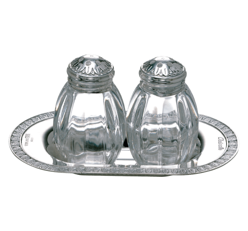 Christofle Malmaison Sterling Silver Salt and Pepper Set with Platter - Elegant Dining Tableware for Home Entertaining and Gifting