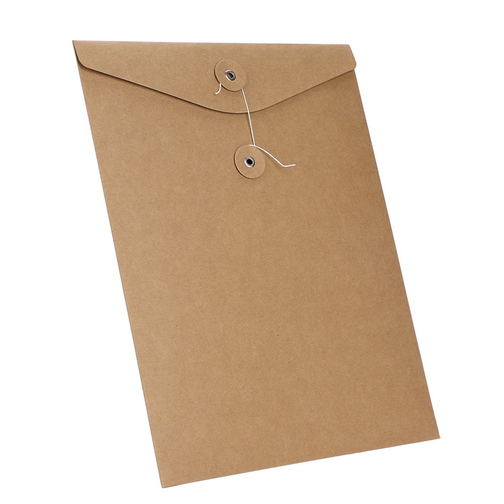 10 PCS A4 Vertical Kraft Envelop File Bags with String Button Closure - Eco-Friendly Paper Document Organizer for Bills, Receipts & Office Supplies | Perfect for Business Filing, Project Storage & Home Office Organization