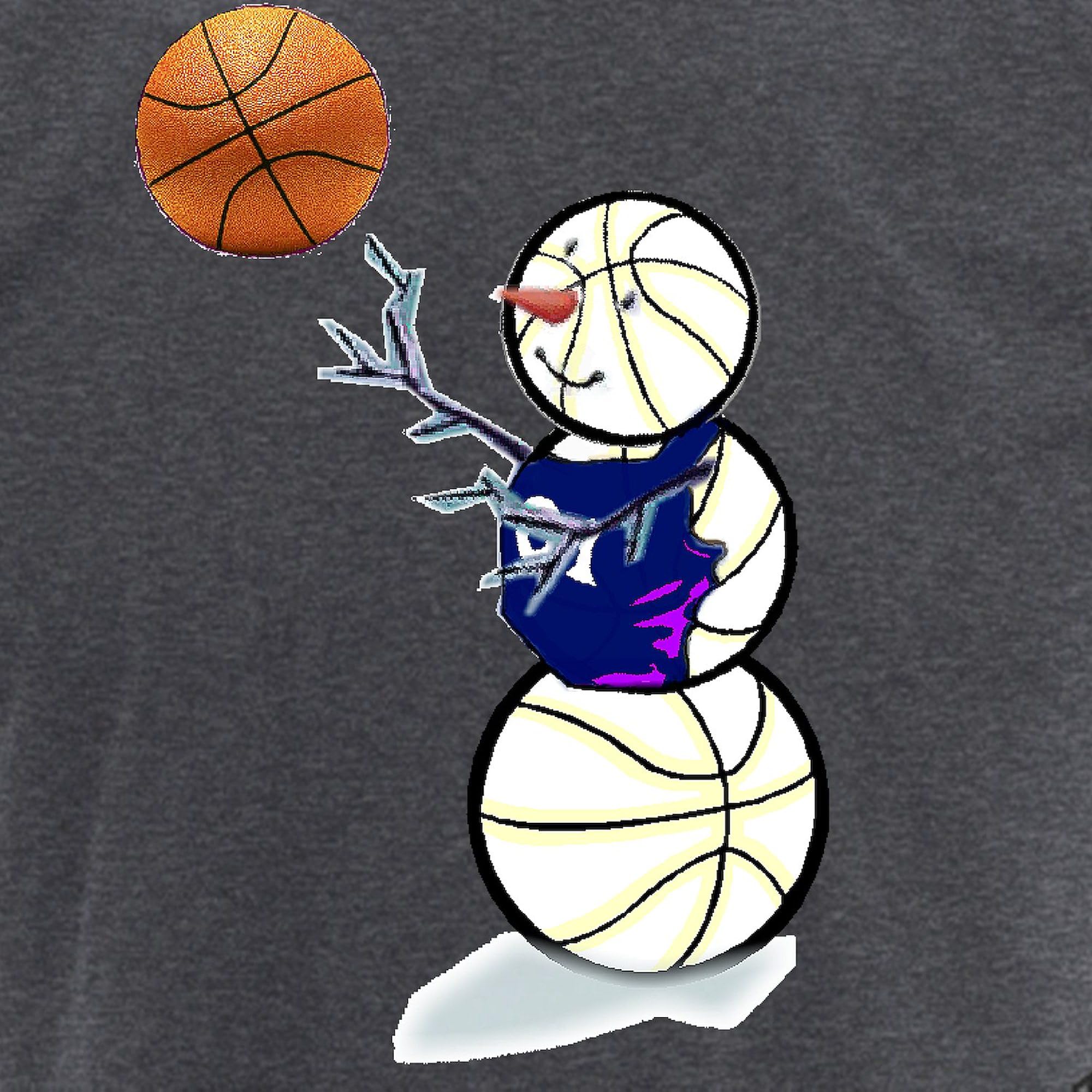 Basketball Snowman Men's Charcoal Pajama Set - Funny Christmas Novelty Sleepwear for Men | Cozy Lounge & Holiday Gift Idea