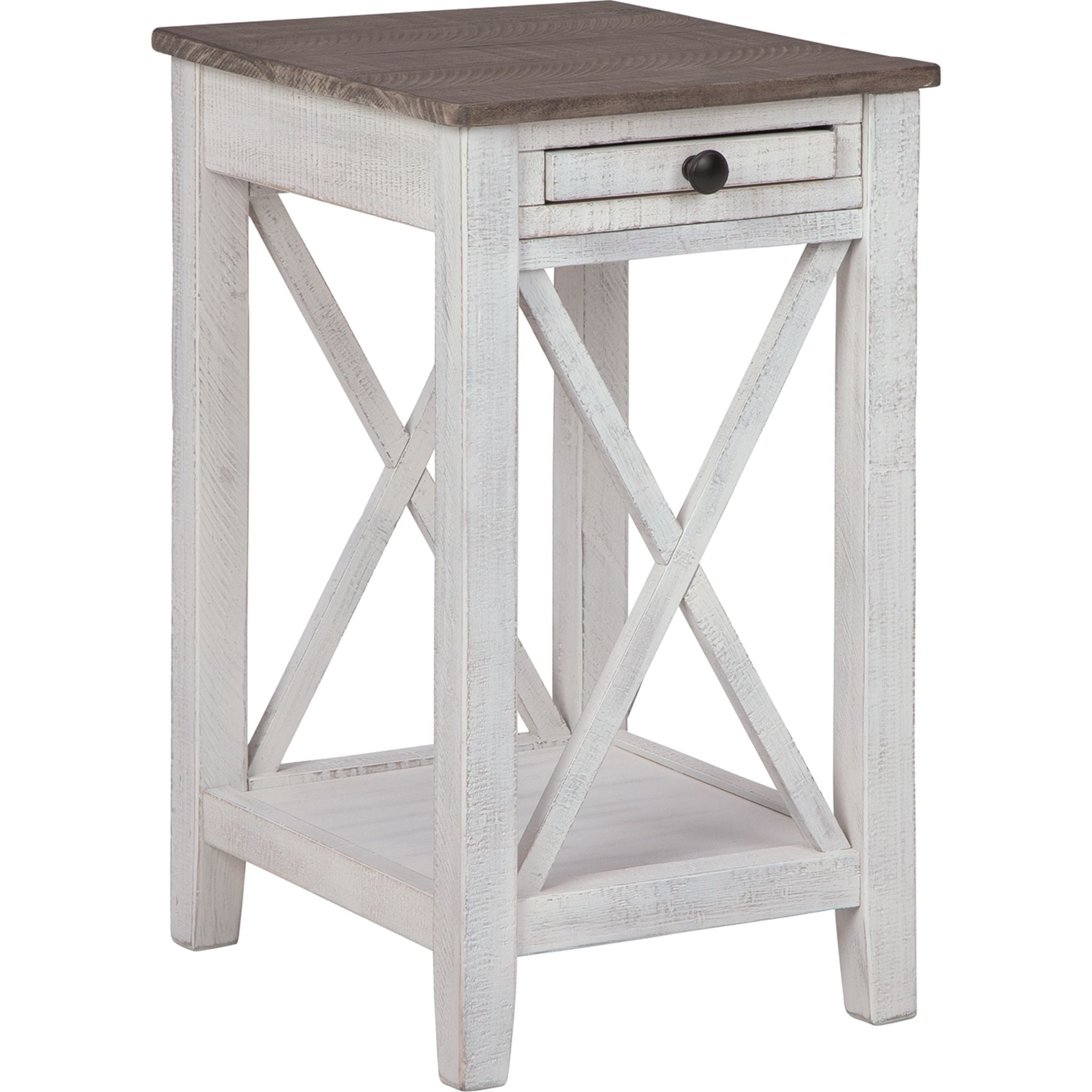 Adalane Modern Accent Table - White & Gray Side Table for Living Room, Bedroom, or Office - Perfect for Small Spaces & Home Decor