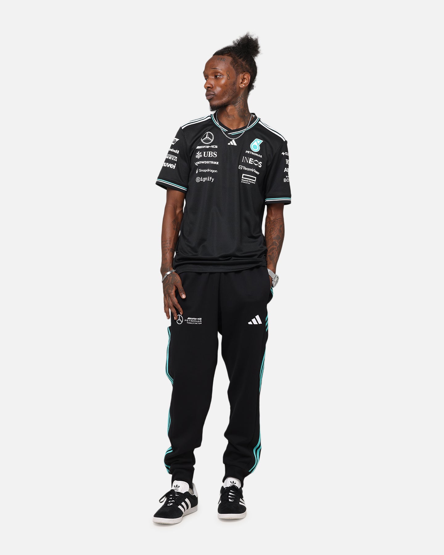 Adidas x Mercedes AMG Petronas Formula One F1 2025 Authentic Drive T-Shirt - Black | Official Motorsport Fan Apparel for Racing Enthusiasts