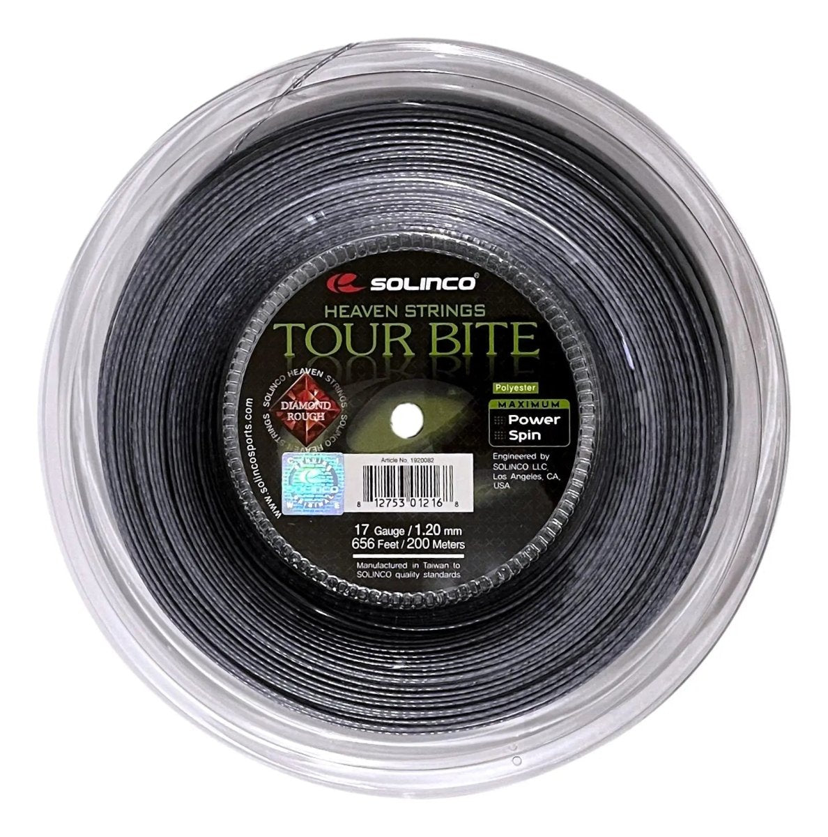Solinco Tour Bite Diamond Rough 17 Tennis String Reel (656ft) - Premium Polyester Tennis String for Enhanced Spin & Control | Perfect for Competitive Players & Tournament Play