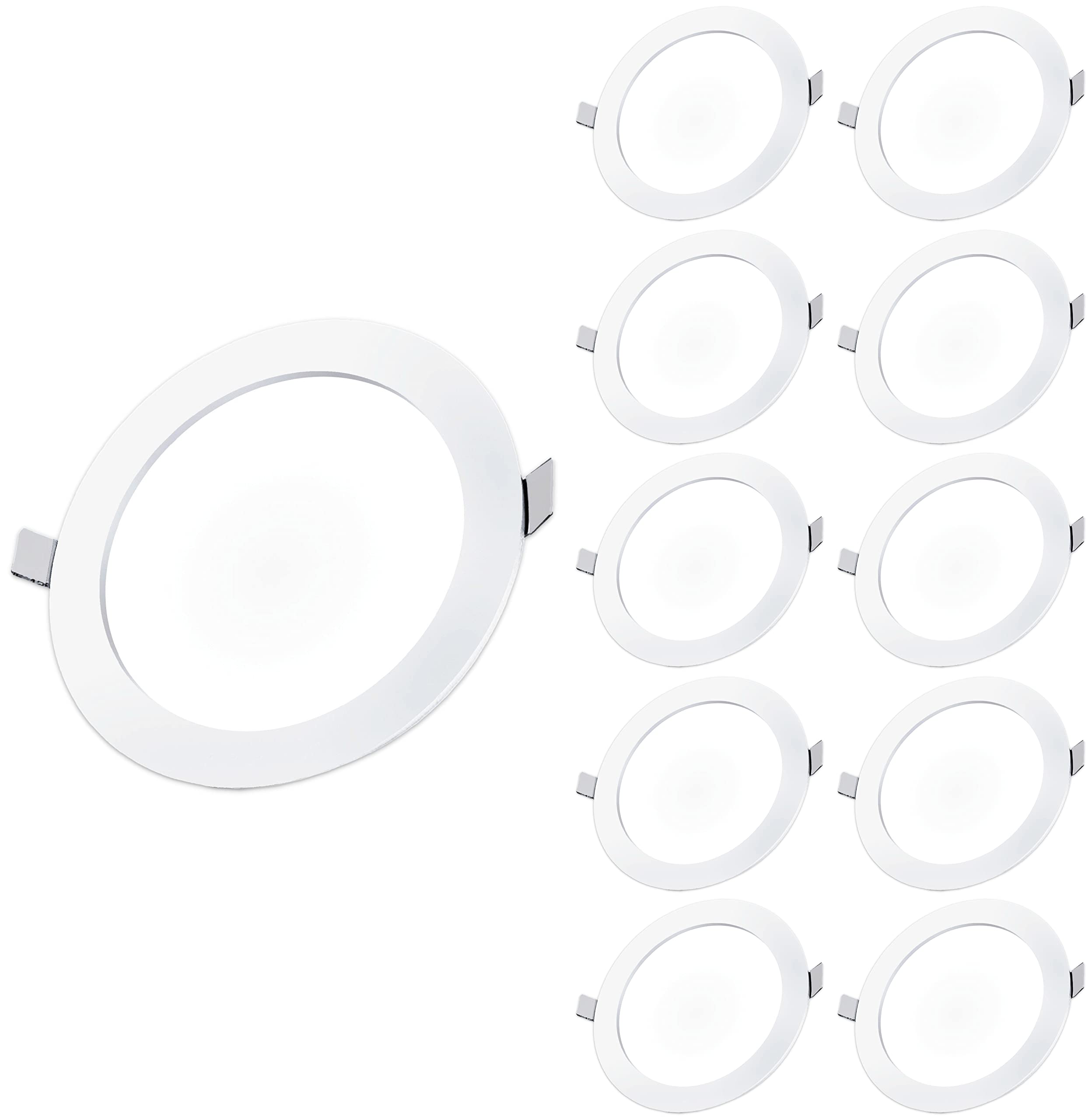 CLAR HYBEC - 10 Pack 20W 6000K LED Recessed Downlights, 220mm Ultra-Thin Ceiling Lights, Dimmable Interior Spotlights for Home & Office - Perfect for Living Rooms, Kitchens, and Commercial Spaces