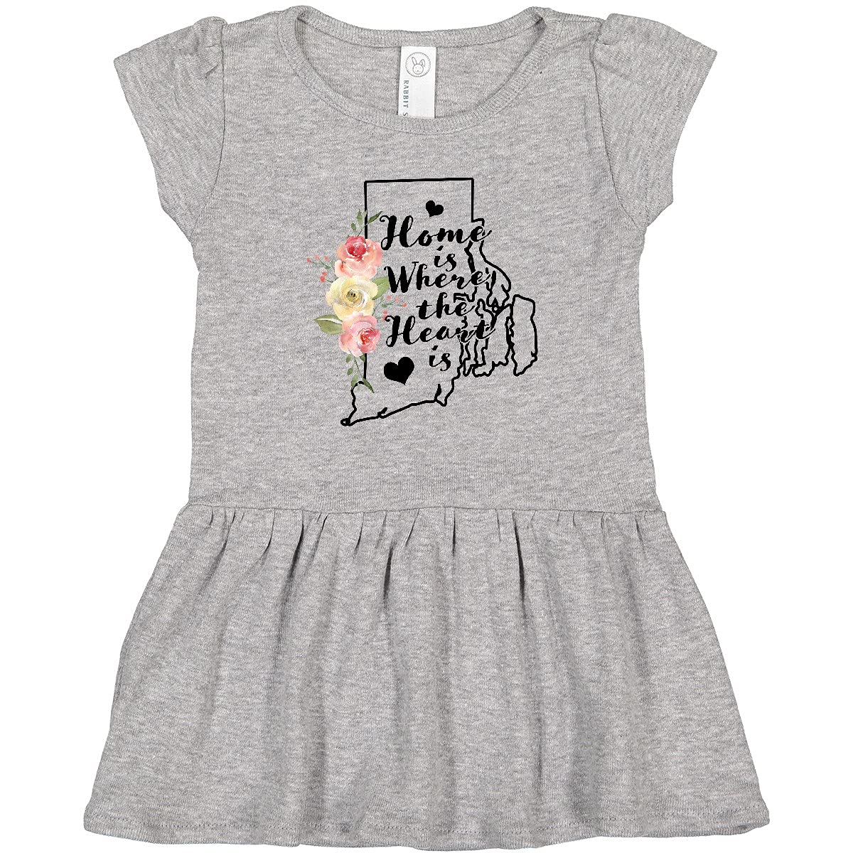 Inktastic Rhode Island Home is Where The Heart is Watercolor Print Toddler Dress - Cute Outfit for Girls, Playdates & Family Photos