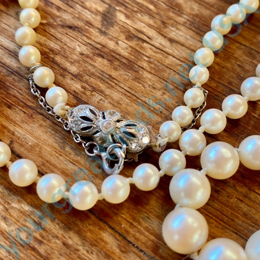 Vintage Graduated Faux Pearl Necklace - 835 Silver Plated Clasp for Women | Elegant Jewelry Gift for Brides, Prom, Weddings & Special Occasions