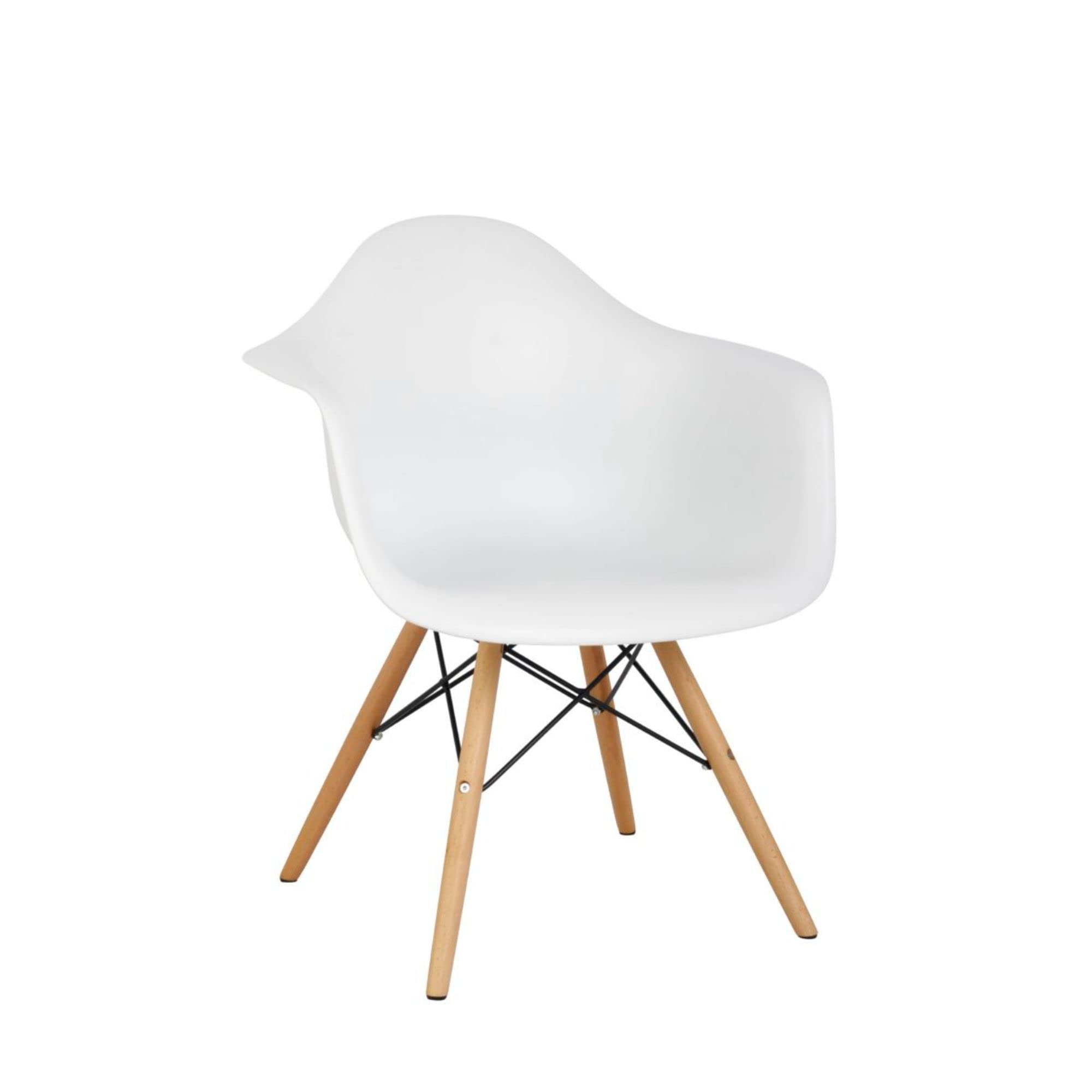 Modern White Arm Bucket Seat Dining Chair 30.5