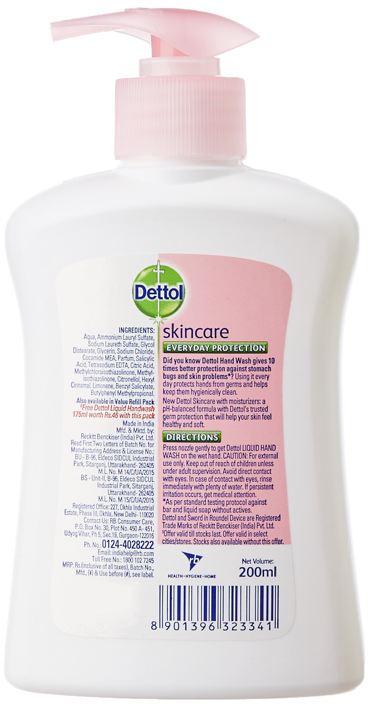 Dettol Antibacterial Liquid Hand Wash 200ml with Refill 185ml - Kills 99.9% Germs - Moisturizing Skin Care Soap for Kitchen, Bathroom & Travel Use