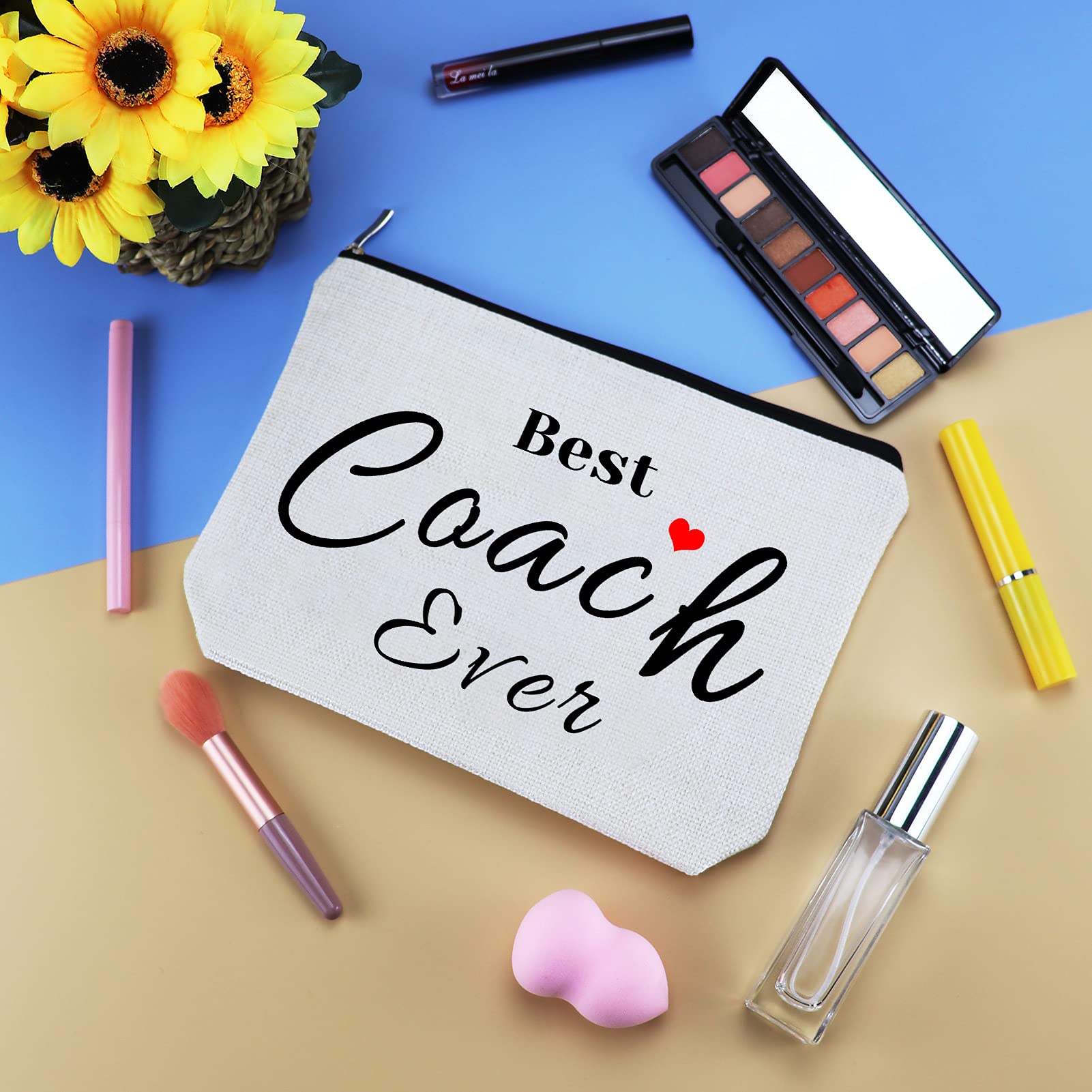Coach Thank You Gifts for Women - Premium Makeup Cosmetic Bag | Perfect Appreciation Birthday Gift for Soccer, Football, Cheer, Baseball, Volleyball, Swim, Dive & Gym Coaches | Versatile Toiletry Case & Travel Pouch for Sports, Work & Daily Use