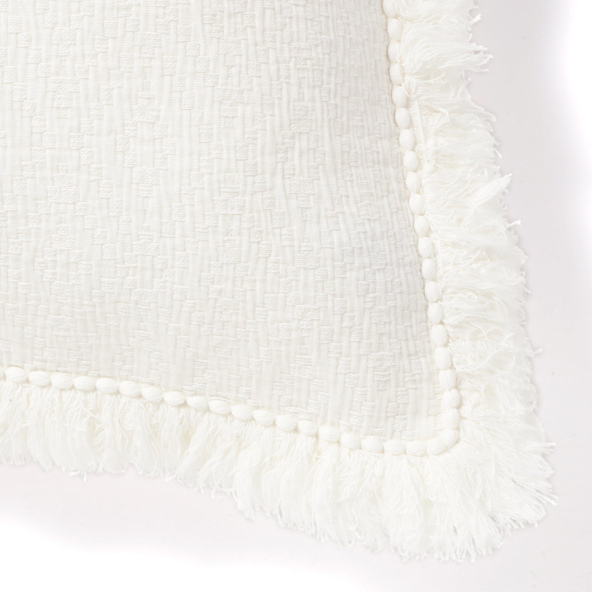 Premium Diamond Fringe Cushion Cover 18x18 Inches - Soft White Decorative Pillow Case for Sofa, Bed, Living Room - Home Decor & Gift Idea