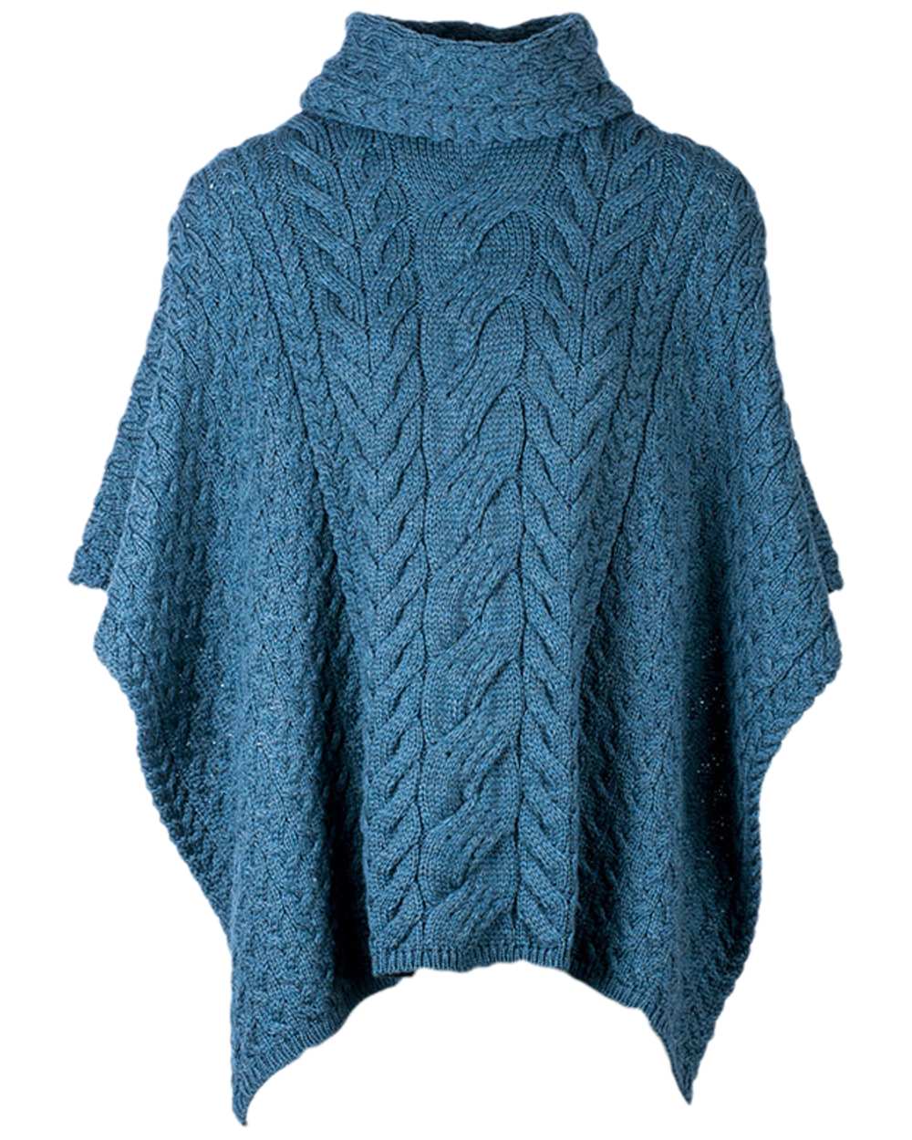 Warm Aran Merino Wool Cowl Neck Poncho for Women - Cozy Winter Wear for Outdoor Activities & Casual Fashion