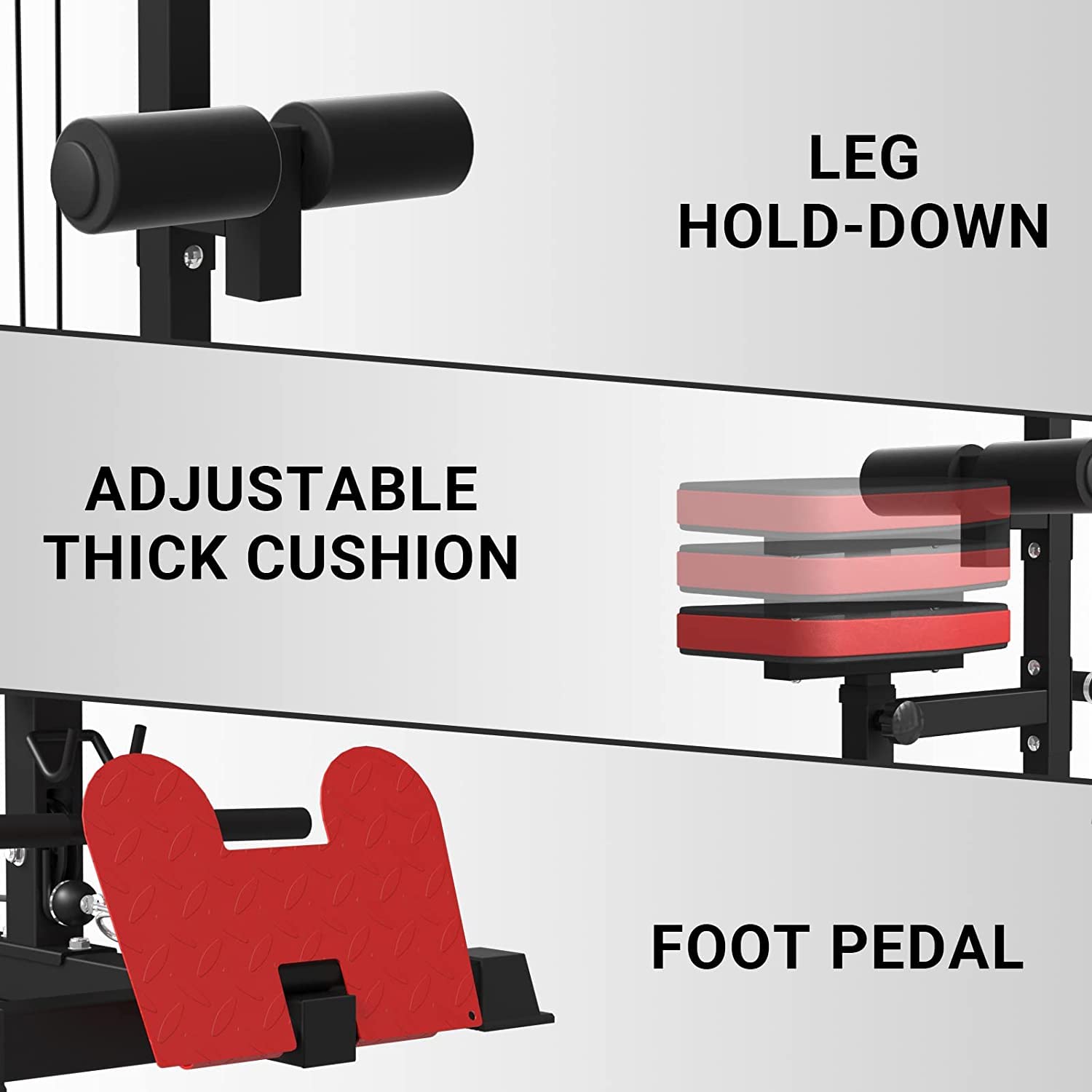 ER KANG LAT Tower - LAT Pull Down & Row Cable Machine with Flip-Up Footplate, High/Low Pulley Station & AB Crunch Harness - Home Gym Strength Training Equipment for Back, Arms & Core Workouts - Perfect for Small Spaces & Full-Body Exercises