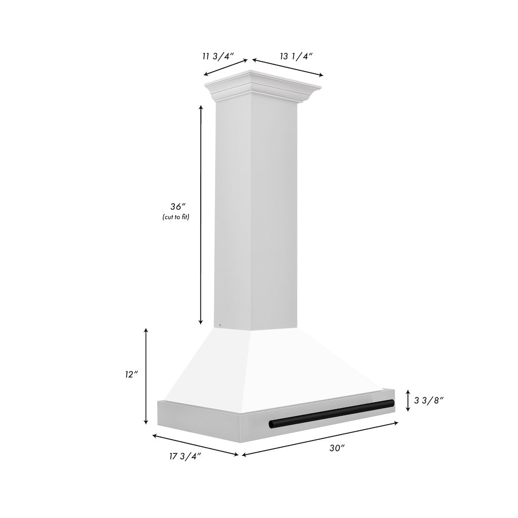 ZLINE KB4STZ WM MB Autograph Edition Convertible Stainless Steel Range Hood - White Matte Shell with Matte Black Accents | Professional Kitchen Ventilation for Modern Homes