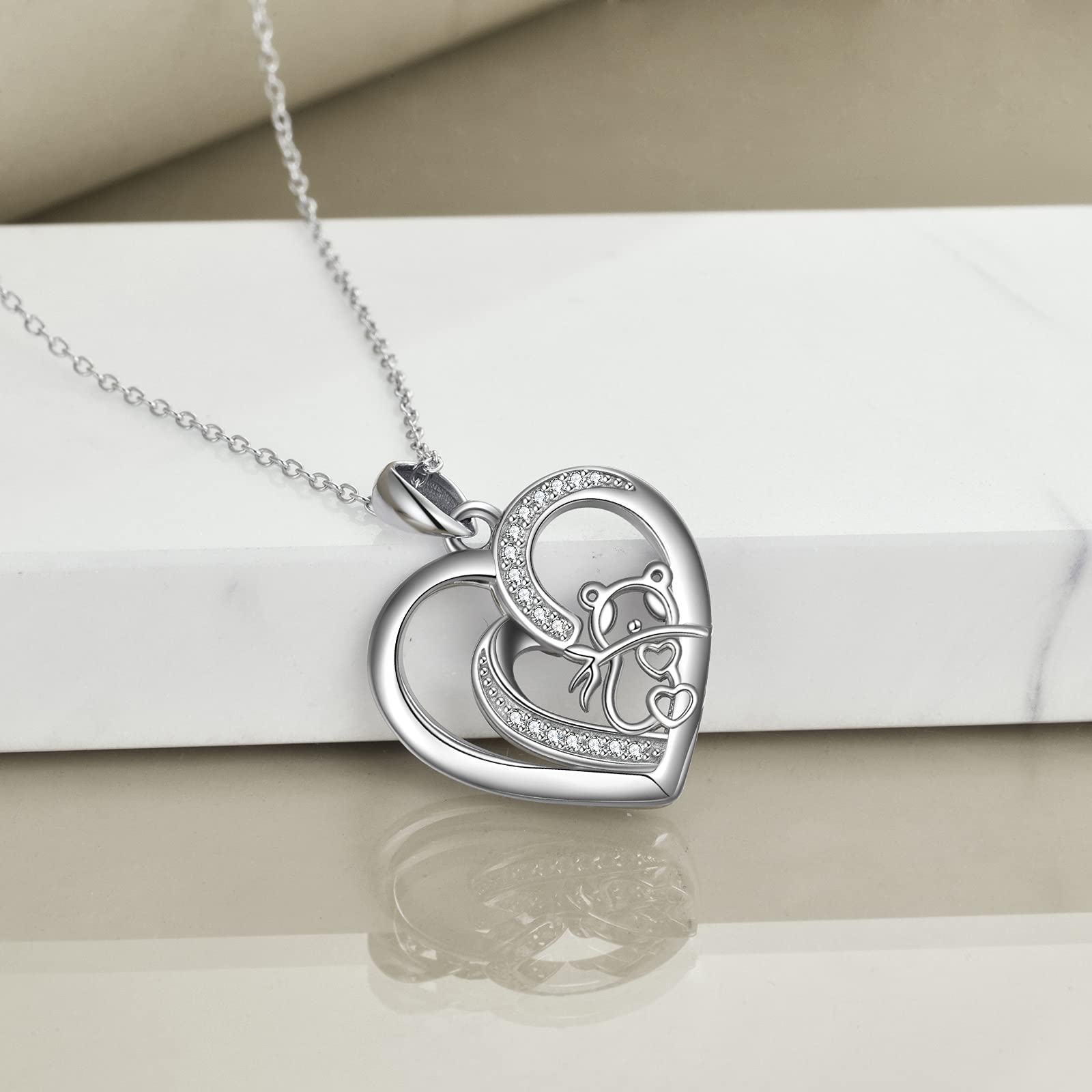POPLYKE Sterling Silver Panda Necklace - 925 Silver Panda Pendant Jewelry for Women, Cute Animal Jewelry Gift for Her - Perfect for Birthdays, Anniversaries & Everyday Wear