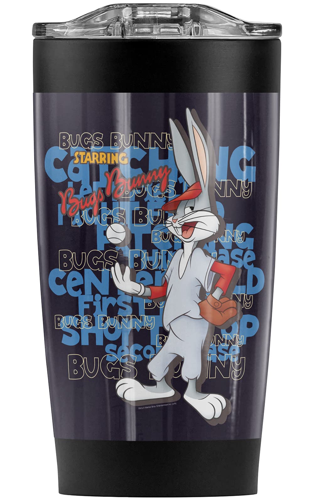 Looney Tunes Bugs Bunny Baseball 20oz Stainless Steel Tumbler - Vacuum Insulated Travel Mug with Leakproof Lid | Keeps Drinks Hot/Cold for Hours | Perfect for Coffee, Tea, Iced Beverages | Great Gift for Baseball Fans & Cartoon Lovers