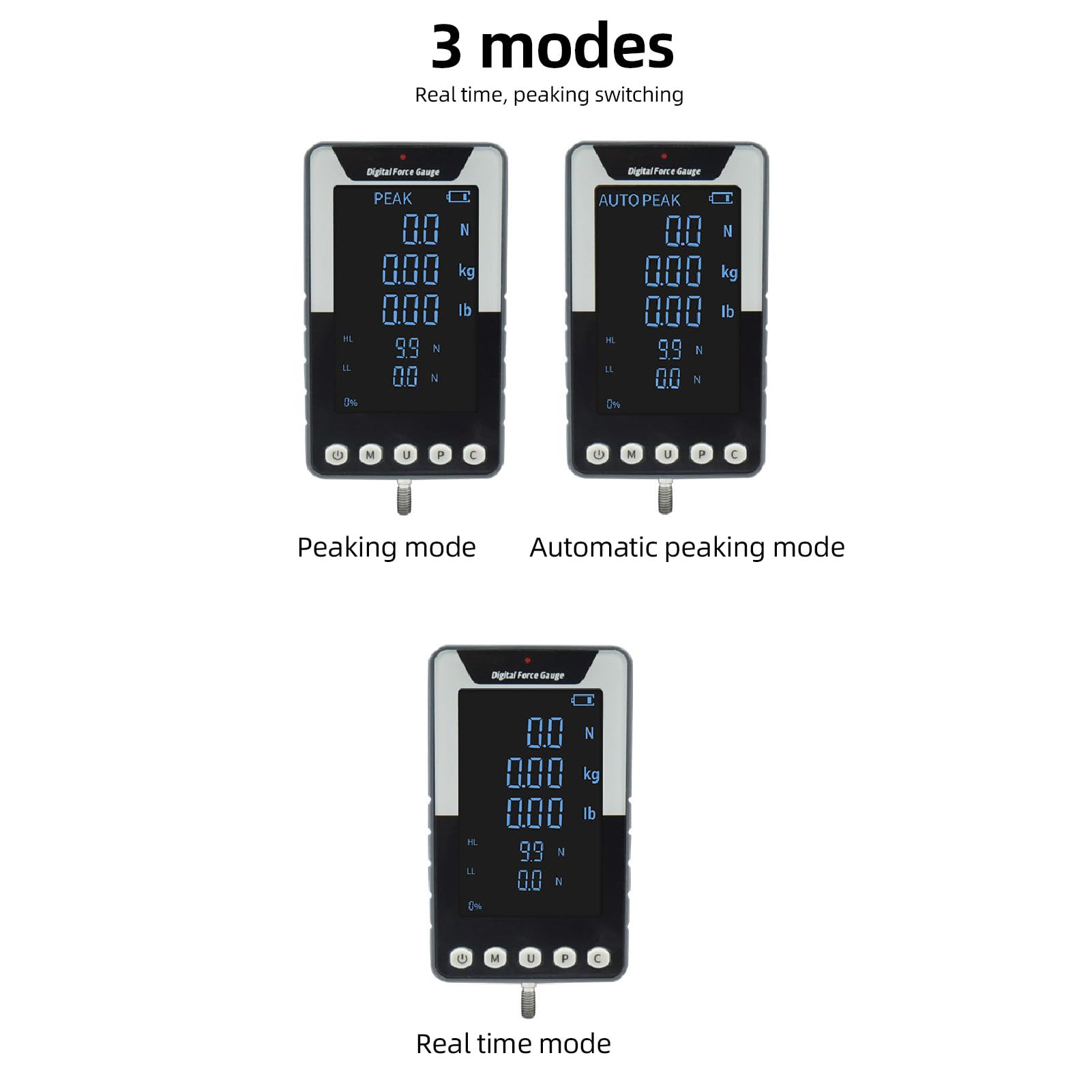 50N Digital Force Gauge with LCD Display - Push Pull Tester for Measuring Force in N, Kg & Lb - Electronic Tensile Strength Tester with US Plug - Perfect for Lab Testing, Quality Control & Material Strength Analysis