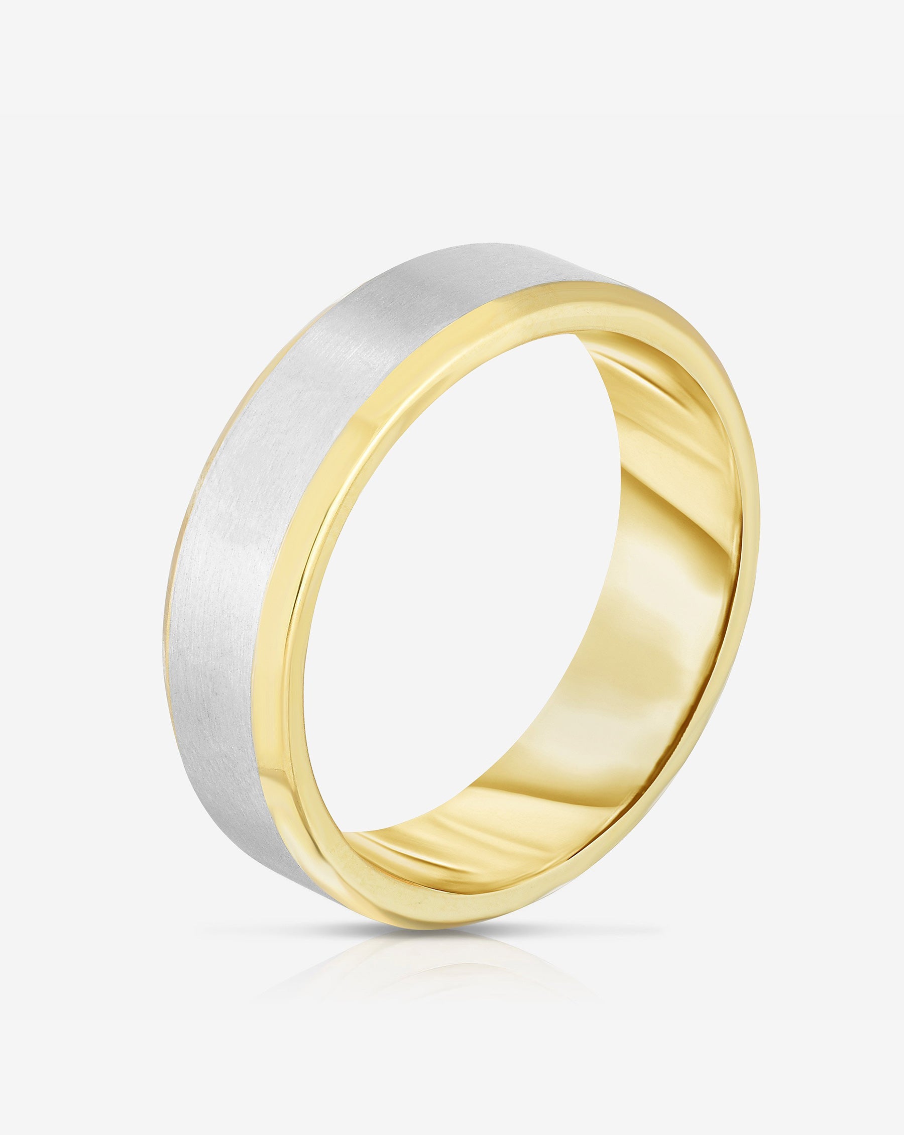 5mm Contrast & Beveled Wedding Band Ring for Women - 14K Gold & Silver Stackable Bridal Ring Set - Perfect for Engagement, Anniversary & Everyday Wear