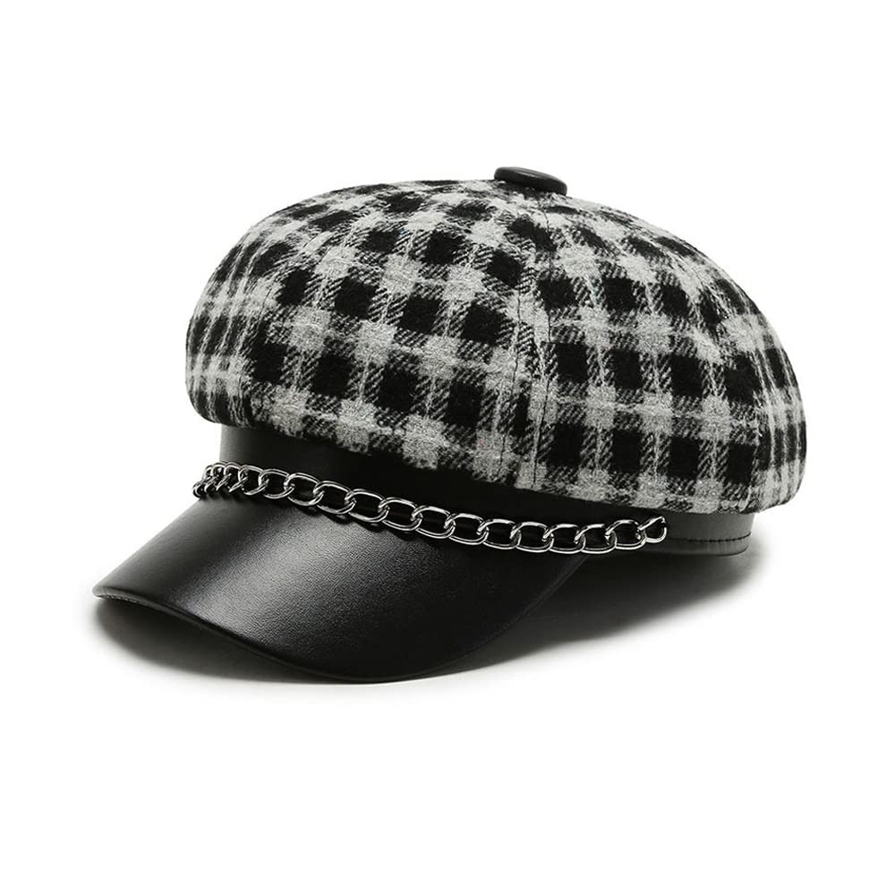 Stylish Winter Plaid Beret Hat for Women - Vintage Newsboy Cap & French Beanie - Perfect for Cold Weather, Outdoor Activities, and Fashion Accessories