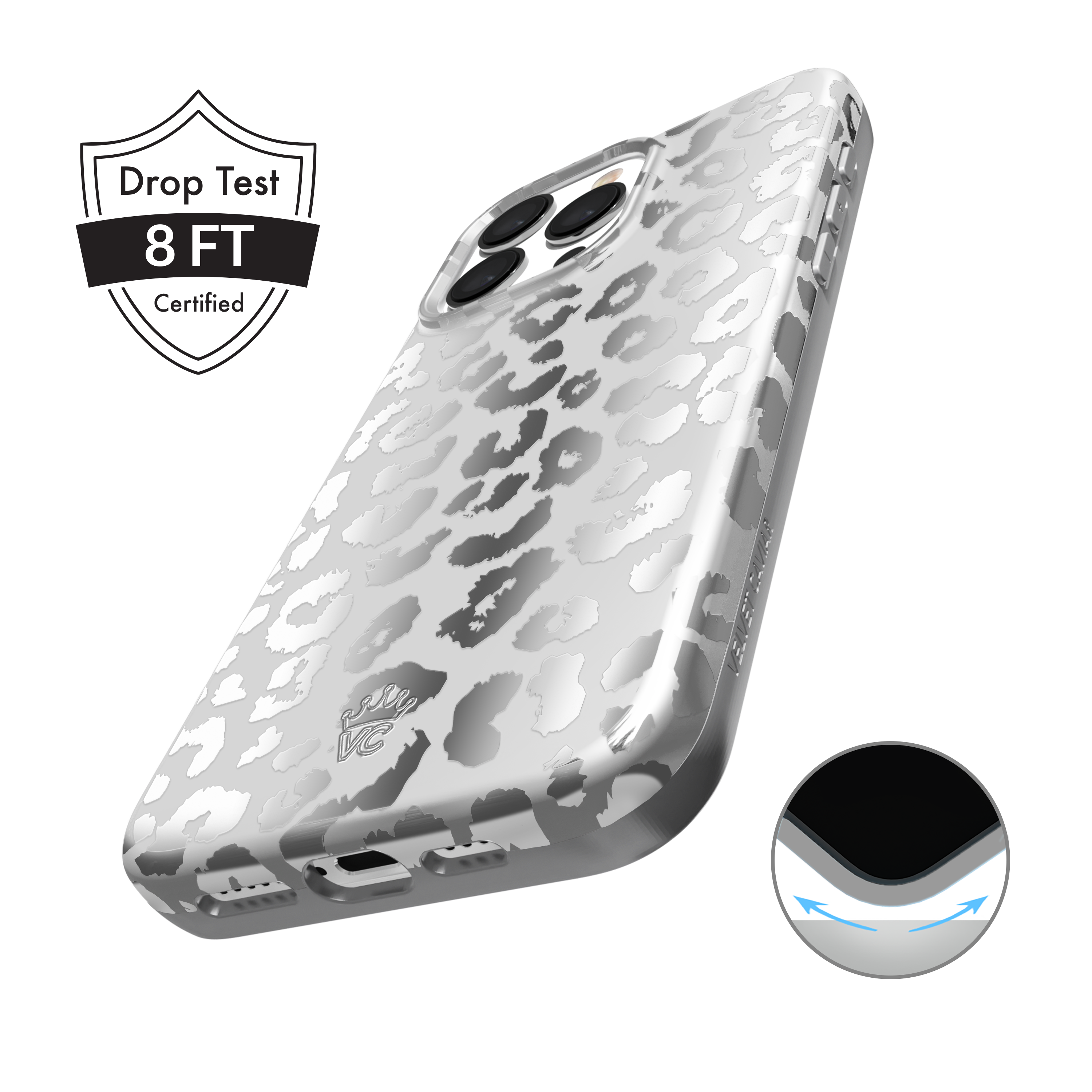 Chrome Leopard Print iPhone Case - Stylish Protective Cover for iPhone 13/14/15 Pro Max - Perfect for Fashion Lovers & Trendy Outfits