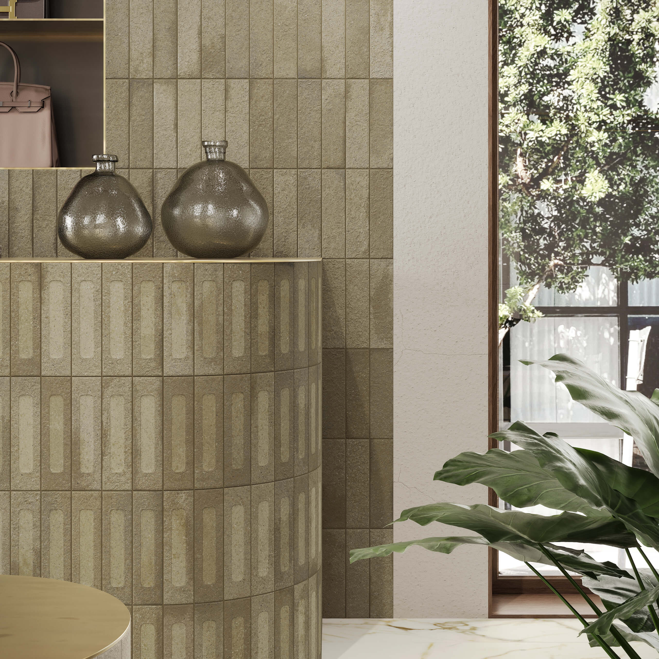 Miniature Fornace Formella 60x240 Matt Verde Muschio Ceramic Tile - Moss Green Matte Finish for Kitchen Backsplash, Bathroom Walls & Flooring
