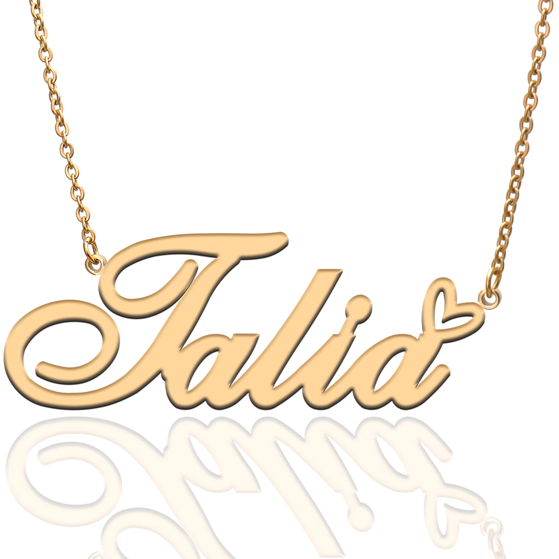 RONKAH Custom Personalized Name Necklace with Heart - Gold Plated Engraved Pendant for Women, Mothers, Daughters & Friends - Unique Fashion Jewelry Gift for Christmas, Birthday, Anniversary - Perfect for Everyday Wear, Special Occasions & Thoughtful Gifting