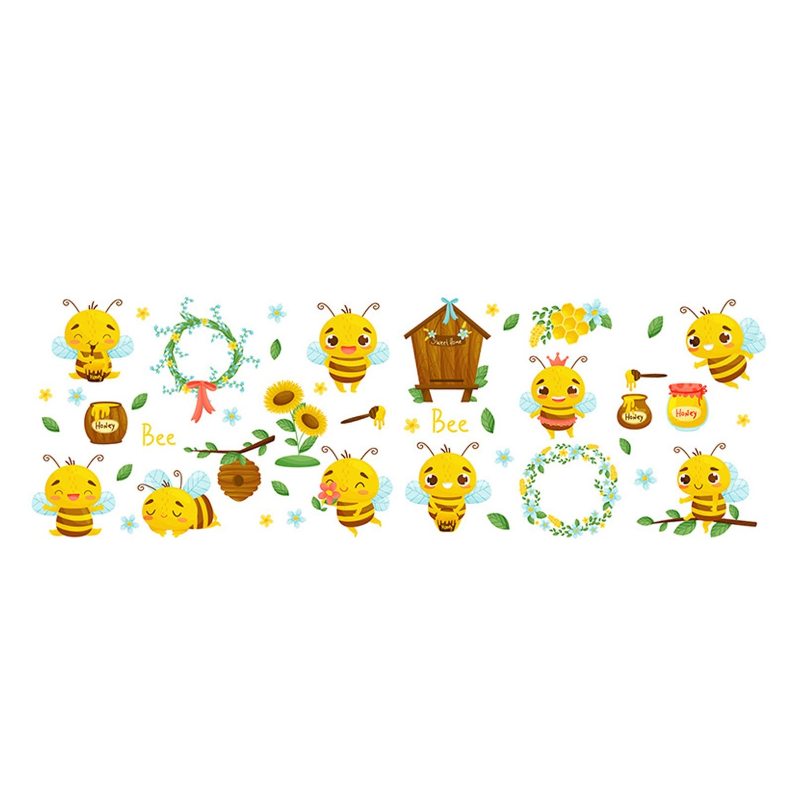 KCJGIKPOK Bee & Football Window Stickers - Adhesive Wall Decals for Bedroom, Living Room & Fridge Decor - Cute Glass Art Decoration for Home, Office & Kids Room