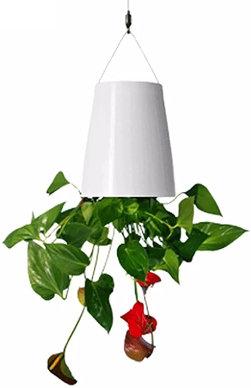 WAITLOVER Upside-Down Hanging Planter - Inverted Flower Pot for Indoor/Outdoor Plants, Garden Decor, Fence Basket (White) - Perfect for Balconies, Patios & Home Gardening