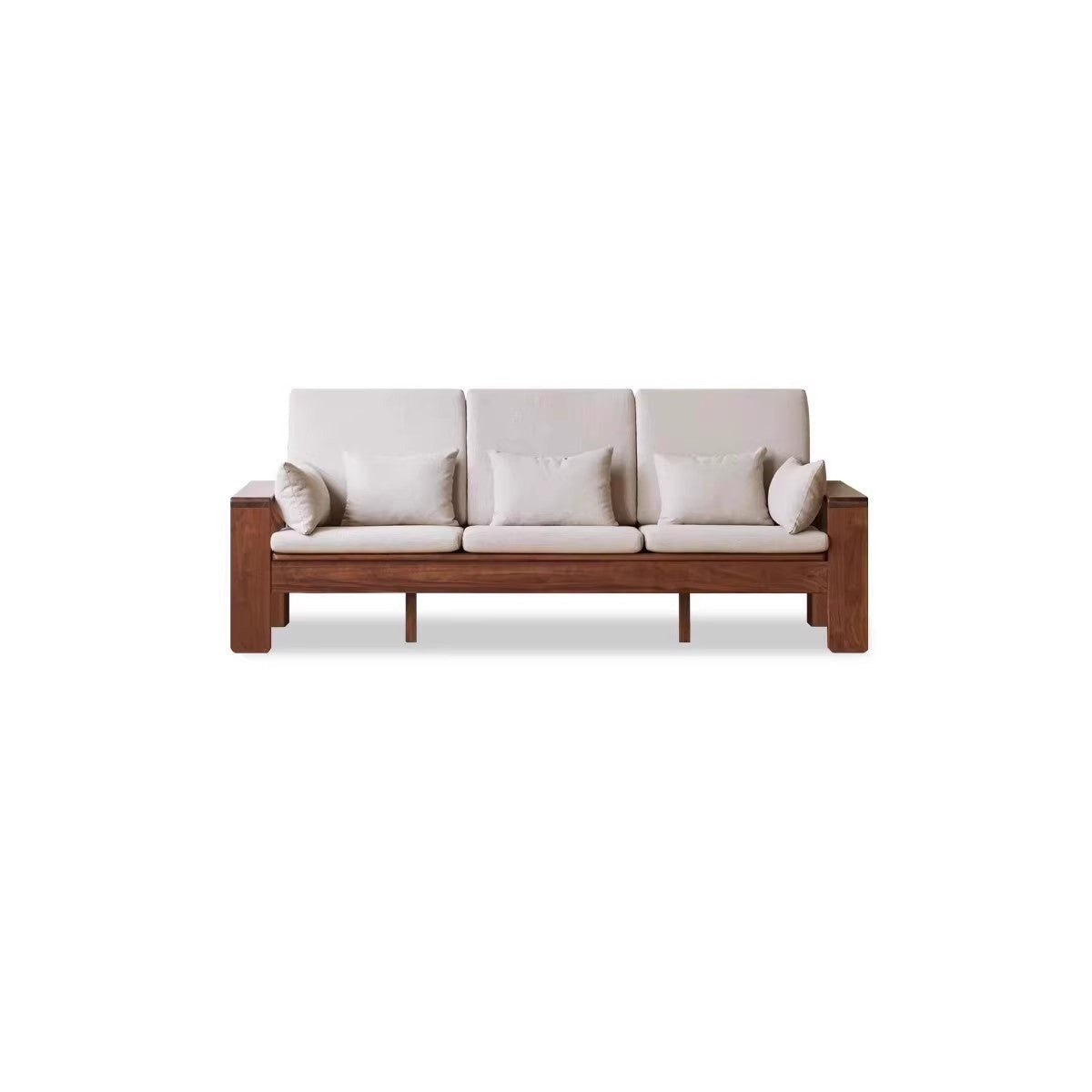 Premium Black Walnut Solid Wood Fabric Sofa - Modern Nordic Style 2-in-1 Convertible Sofa Bed for Living Room & Guest Room | Durable & Stylish Home Furniture