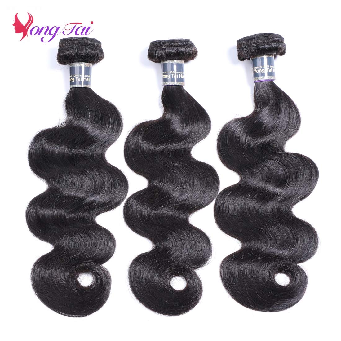 100% Brazilian Virgin Human Hair Bundles - 20, 22, 24 Inch 3 Bundles - Unprocessed Body Wave Hair Extensions (1B Color) for Natural Look & Volume - Perfect for Daily Wear, Parties & Special Occasions
