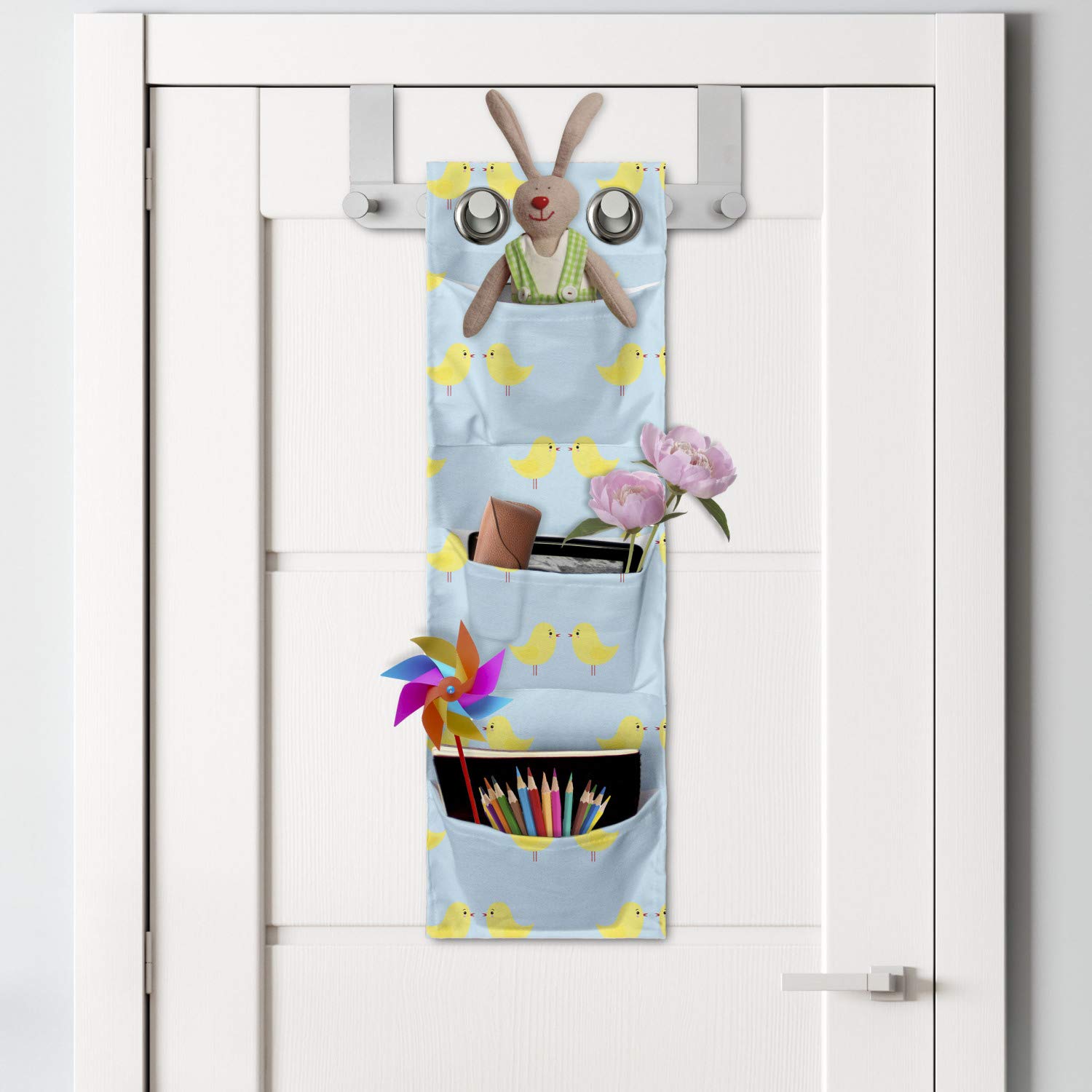 Ambesonne Yellow Bird Hanging Organizer - Cartoon Chick Pattern - 9