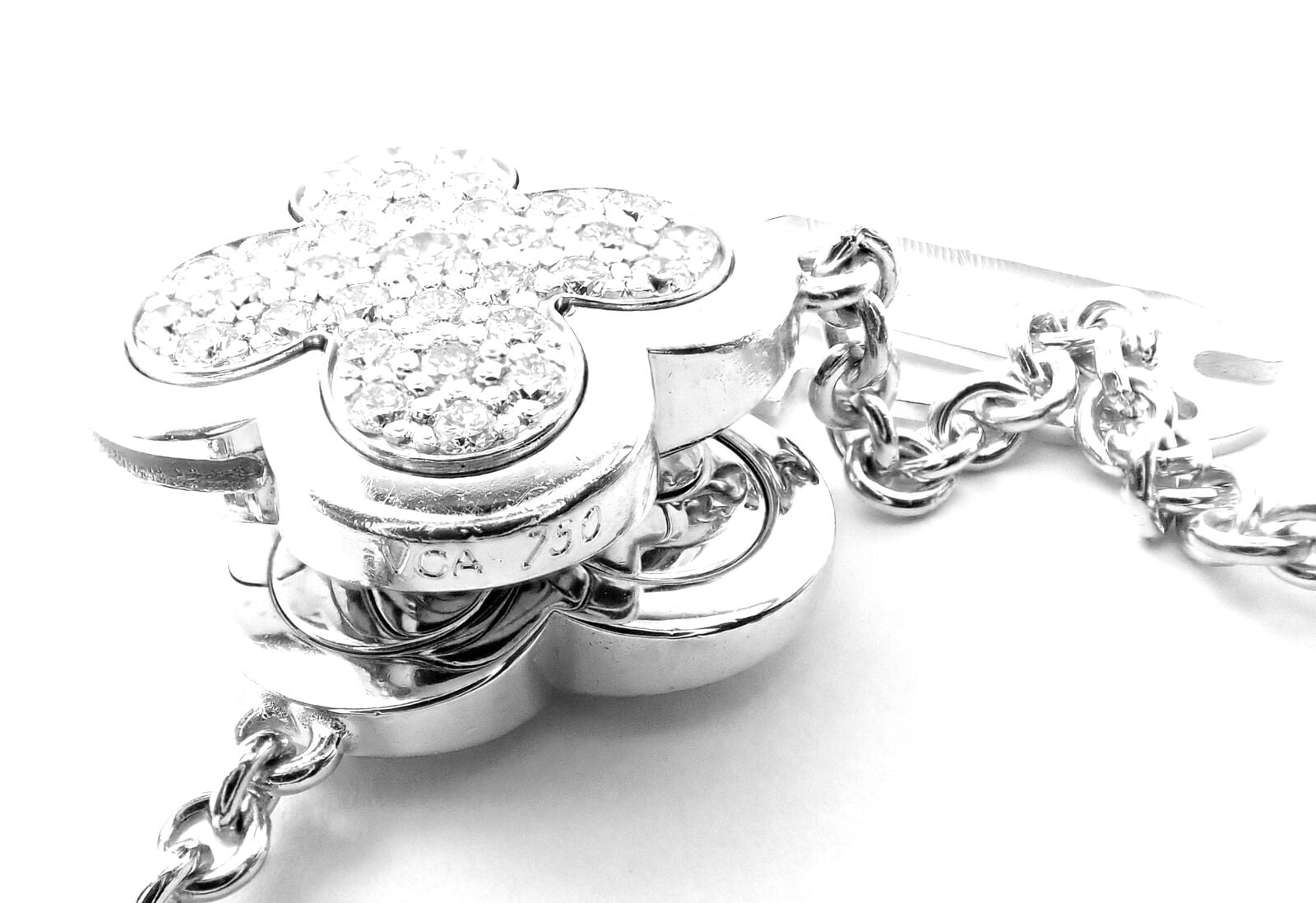 Authentic Van Cleef & Arpels 18k White Gold Diamond Pure Alhambra Necklace - Luxury Jewelry for Women, Perfect for Weddings, Anniversaries & Special Occasions
