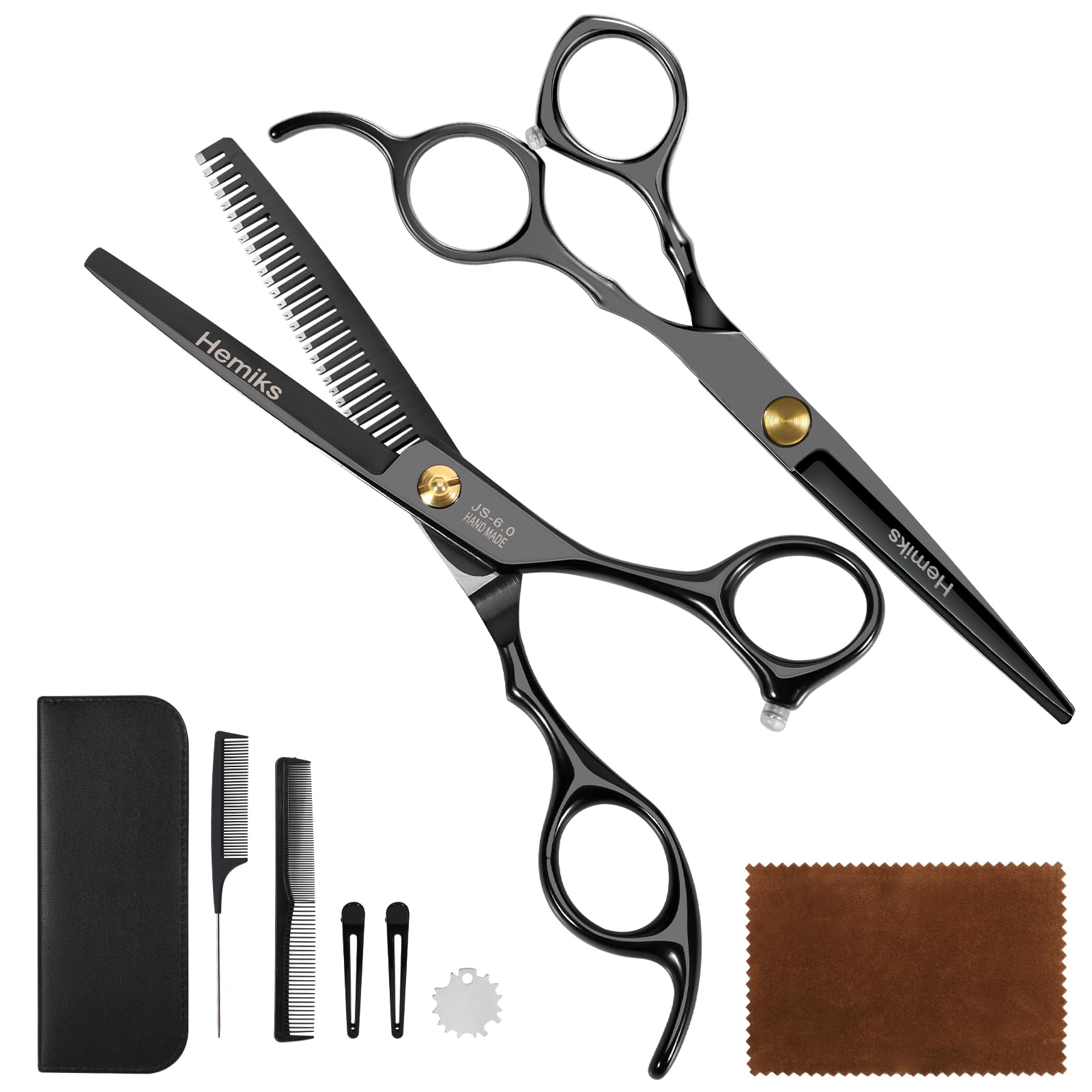 Professional Hair Thinning Scissors Kit - Stainless Steel Hairdressing Shears with Comb, Hair Clips & Storage Bag for Salon, Home & Travel Use (Men & Women)
