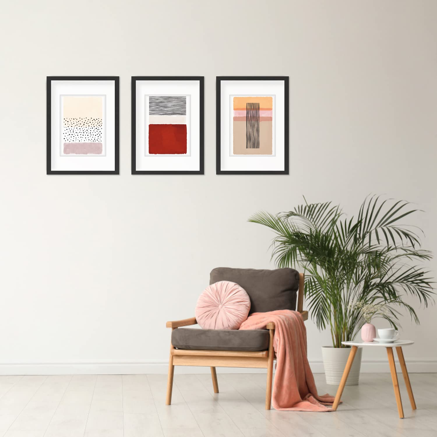 Black A4 Picture Frame Set of 3 - Display 6x8 Photos With Mat or 8.27x11.69 Documents Without Mat | Wall Gallery Frames for Posters, Certificates & Home Office Decor