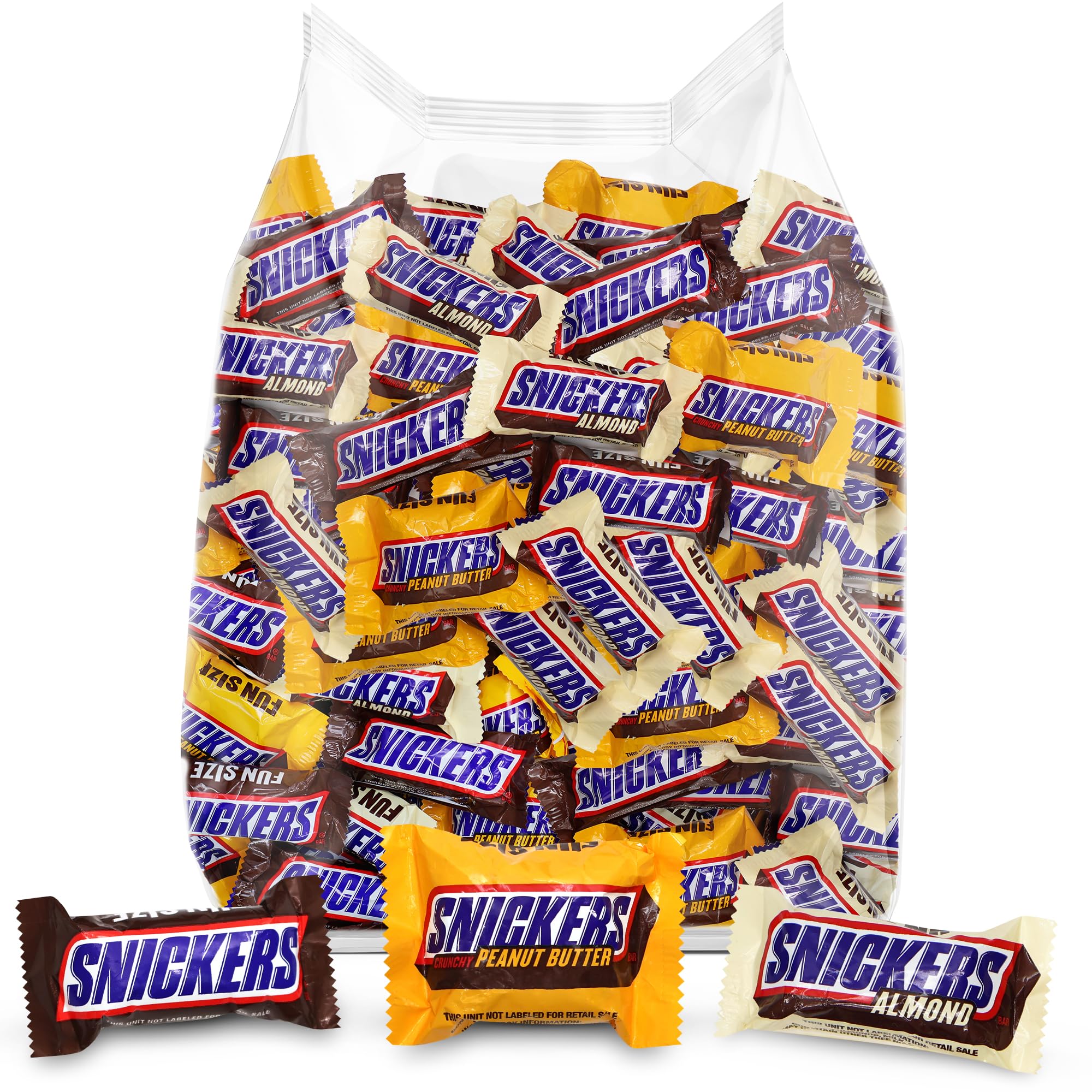 Snickers Bulk Chocolate Candy Variety Pack - 1.5 Pound Fun Size Milk Chocolate Bars with Peanut Butter, Almonds & Caramel | Halloween Candy, Party Favors, Office Snacks, Movie Night Treats