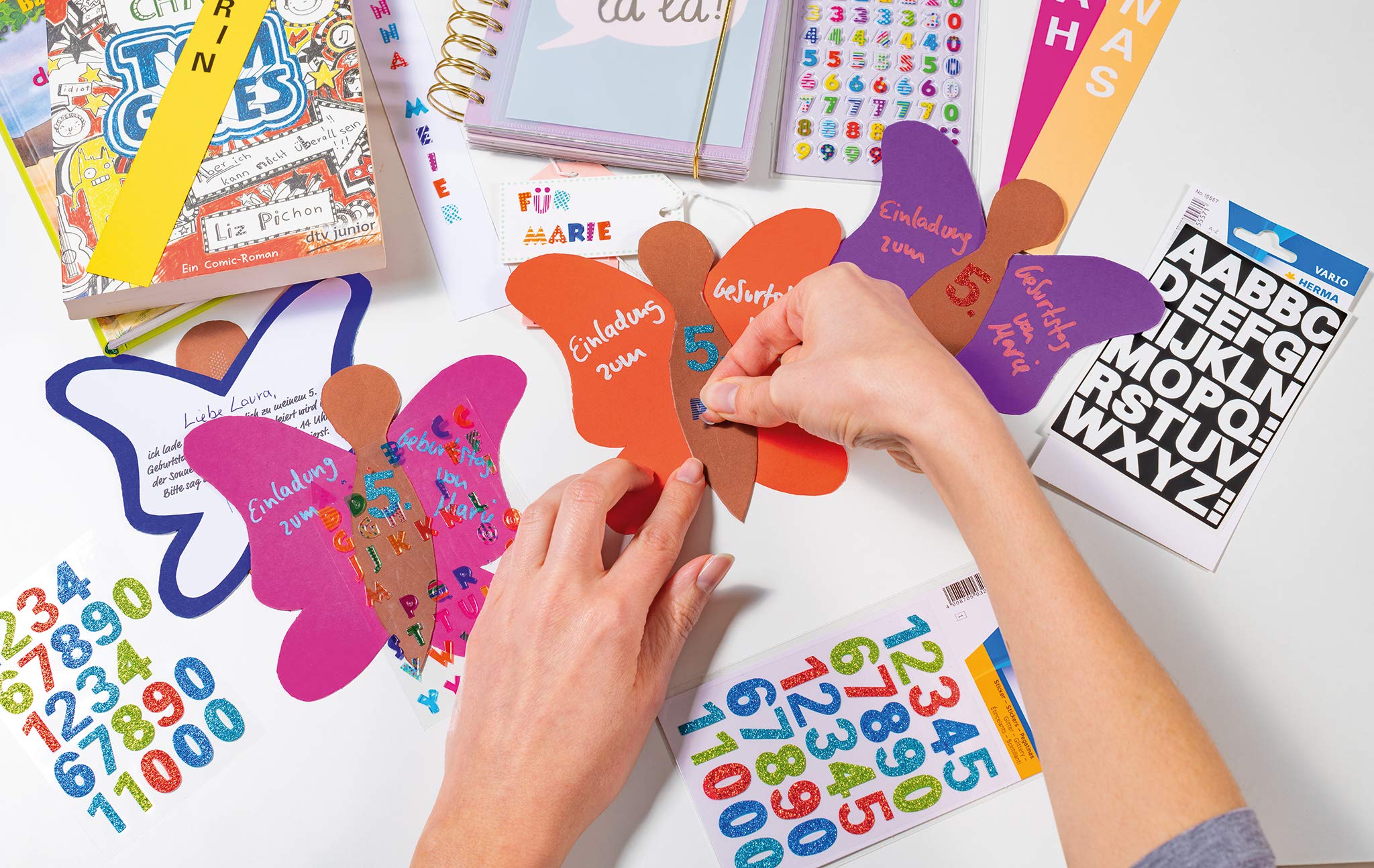 Hermas Alphabet Letter Stickers A-Z with Funny Faces - Self-Adhesive Paper Stickers for Scrapbooking, DIY Crafts, and Kids' School Projects - Perfect for Journals, Planners, and Classroom Decorations