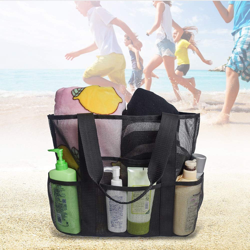 EVTSCAN Large Mesh Beach Bag with 9 Pockets - Waterproof Travel Tote for Pool, Beach & Family Vacations - Perfect for Toys, Towels & Travel Essentials | Great for Swimming, Picnics & Outdoor Adventures