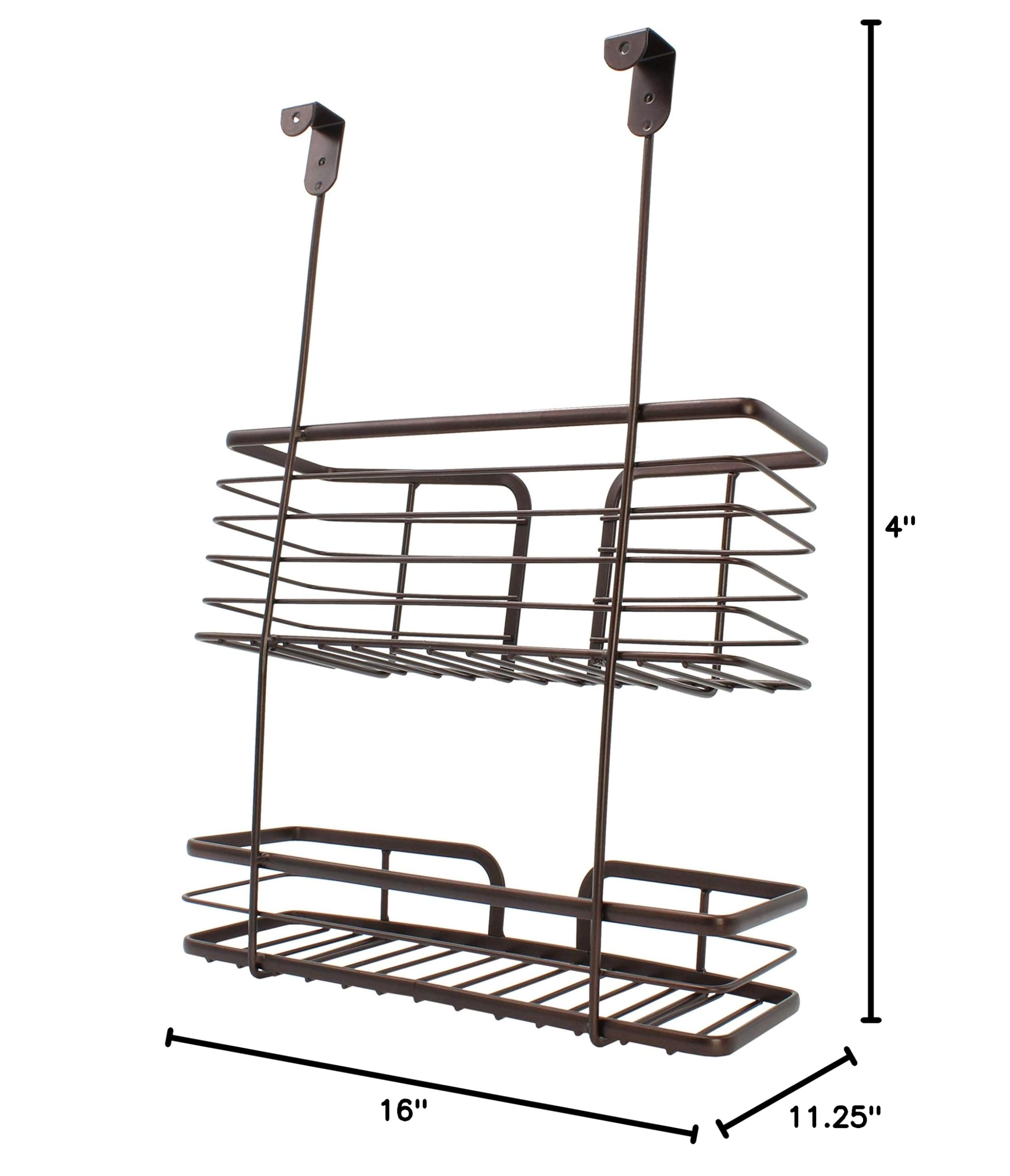 Over The Cabinet Door Organizer Shelf - Space Saving Iron Rack for Bathroom, Pantry, Laundry & Kitchen Storage | Perfect for Towels, Spices, Cleaning Supplies & More