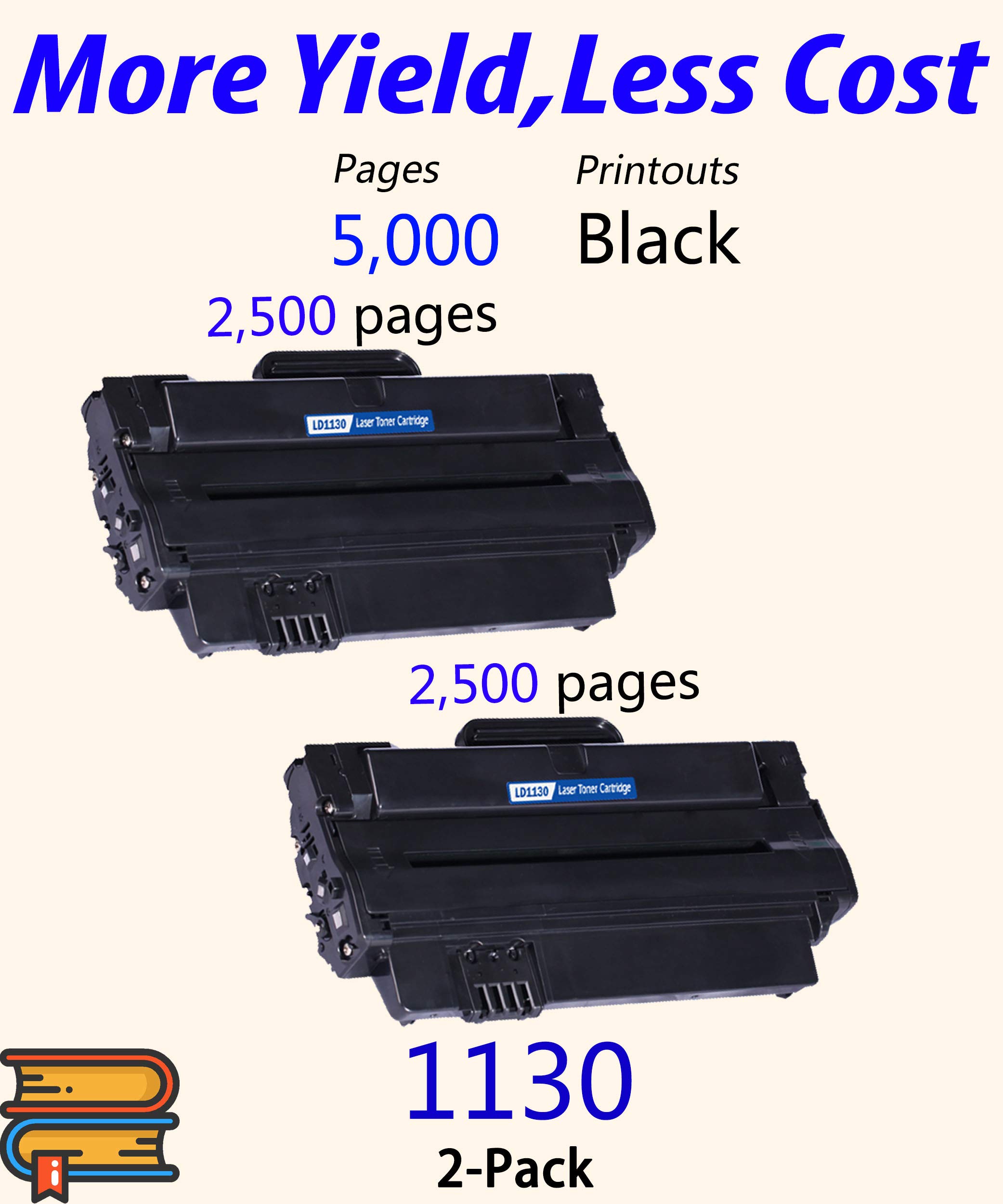 High-Quality Compatible 1130 Toner Cartridge Replacement for Dell 1130n/1133/1135n Laser Printers - Works with 330-9523, 7H53W & 2MMJP Models (2-Pack, Black) - Perfect for Home Office & Small Business Printing Needs