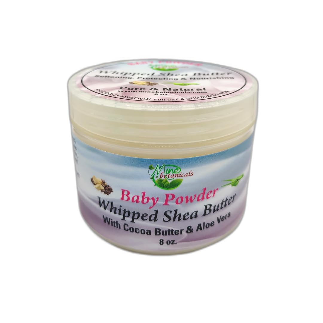 Mine Botanicals Organic Baby Powder Whipped Shea Butter - Ultra Moisturizing & Gentle for Baby Skin Care, Diaper Rash Prevention & Sensitive Skin Relief