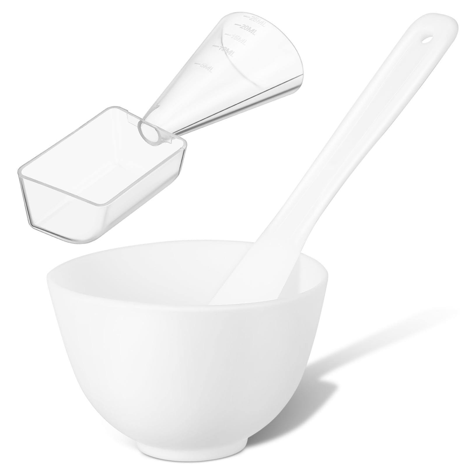1 Set Silicone Facial Mask Mixing Bowl & Applicator - DIY Spa Skincare Tool for Mud Masks, Facials & At-Home Treatments - Perfect for Mixing Clay Masks, Creams & Skincare Products (White)