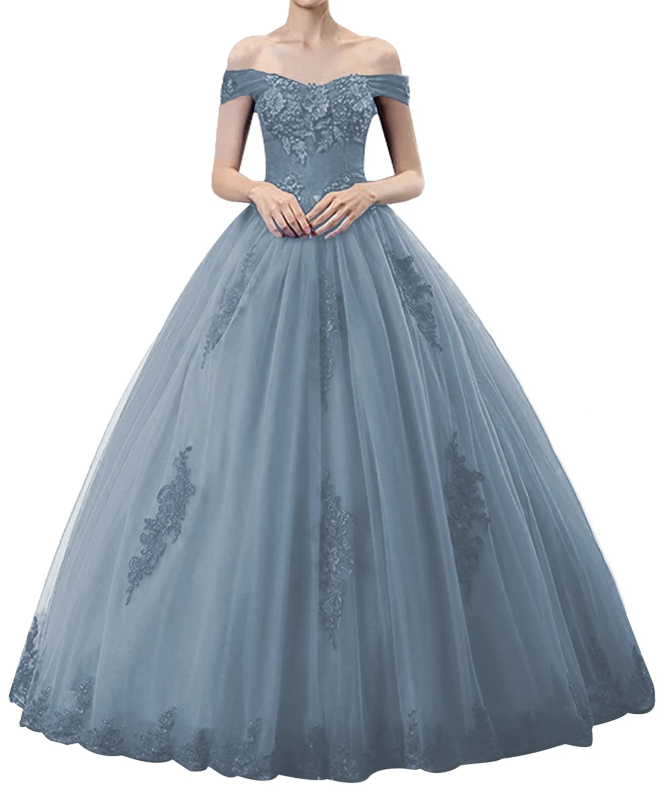 Elegant Long Formal Evening Gowns for Prom, Ball & Quinceanera - Off Shoulder Lace Prom Dresses for Special Occasions & Red Carpet Events