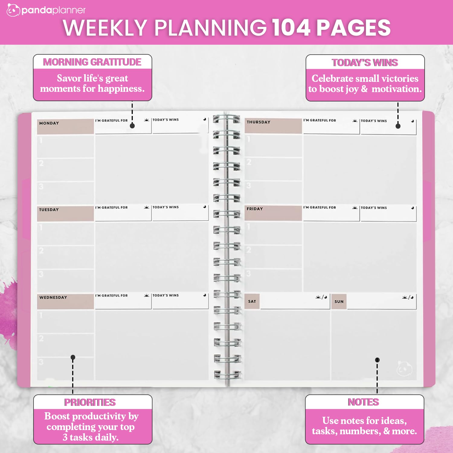 Panda Planner 2025 Undated Weekly Planner - 5.75
